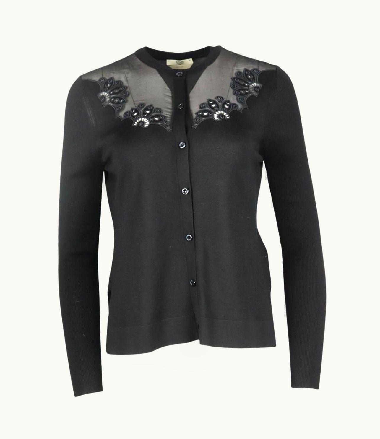 Fendi Fendi Broderie Anglaise Silk Cardigan It 42 Uk