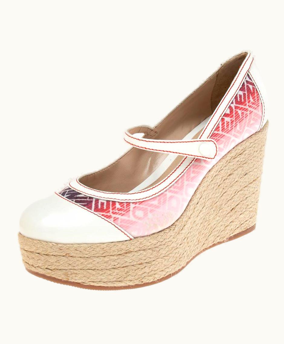 Fendi Fendi Multicolor Leather And Canvas Wedge Pumps UZ0599063