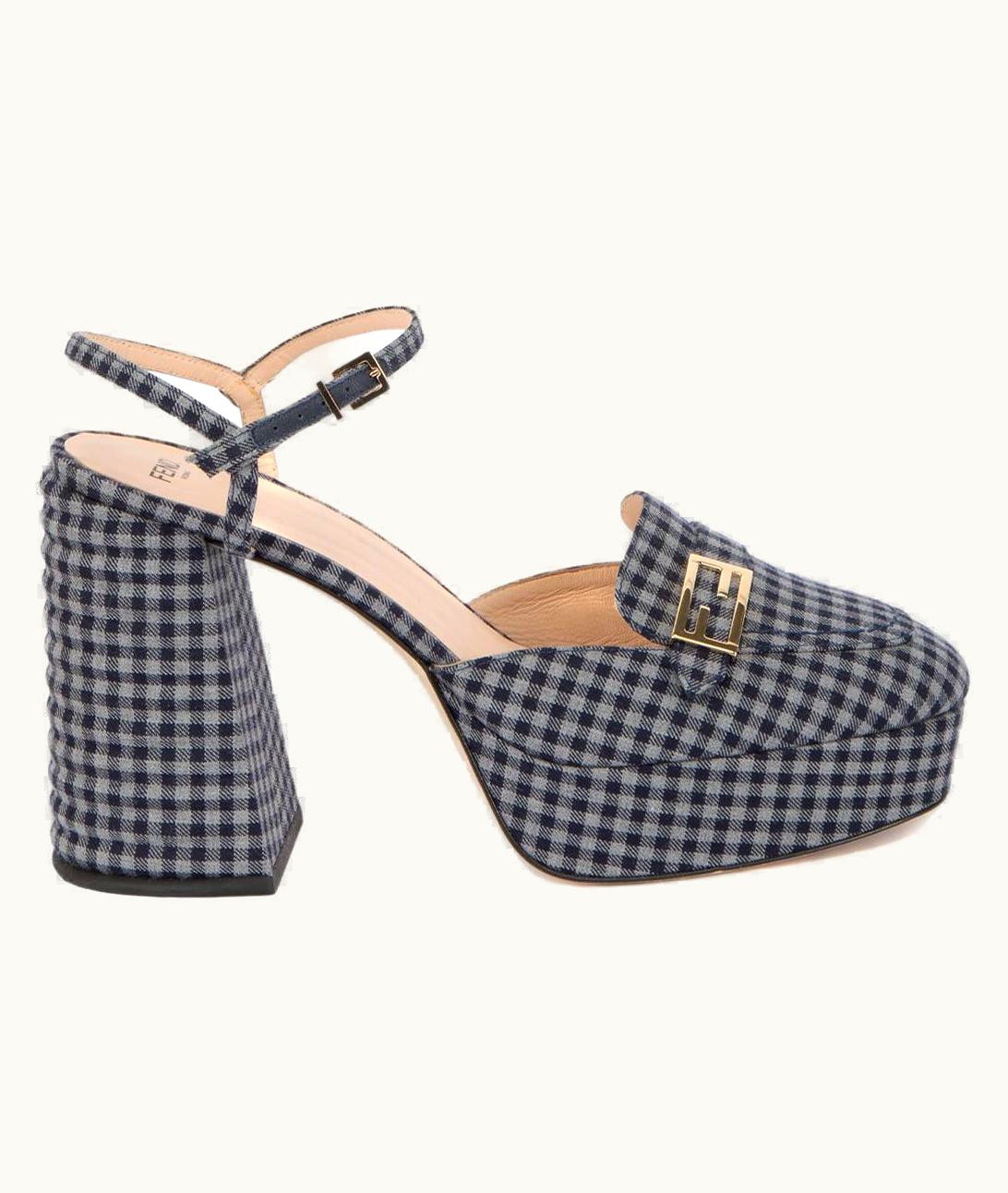Fendi Fendi Women' Gingham VIchy Promenade Moccasin Sandals UZ0599069