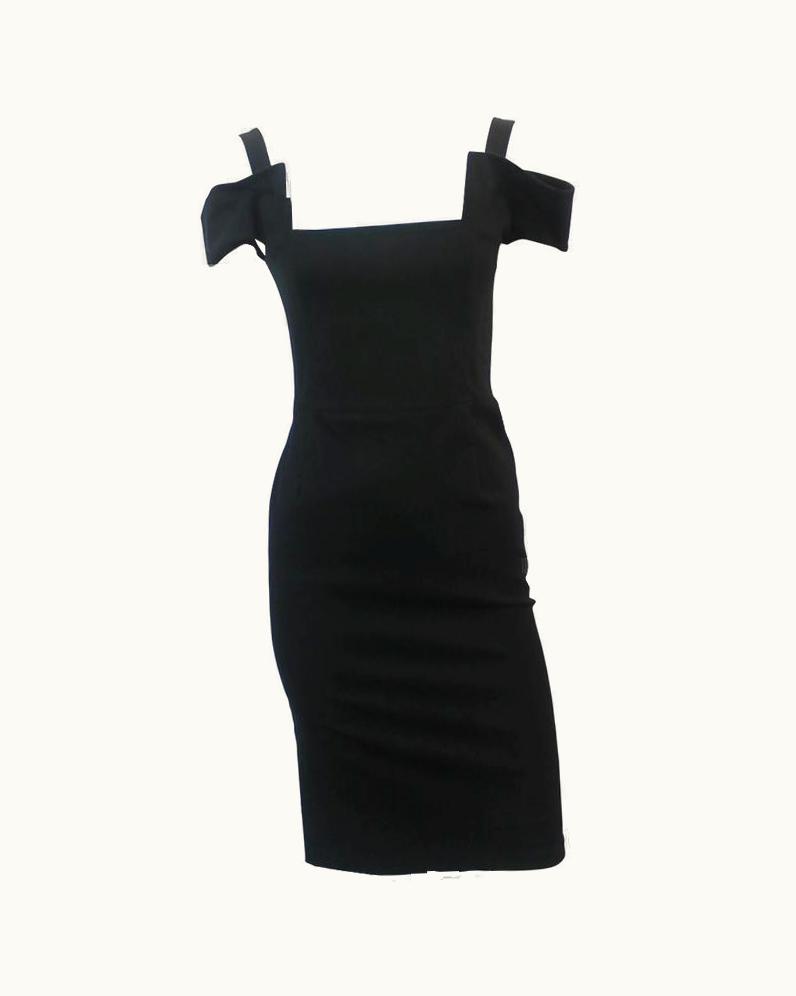 Fendi Fendi Black Cotton Blend Tapered Dress With Cutouts