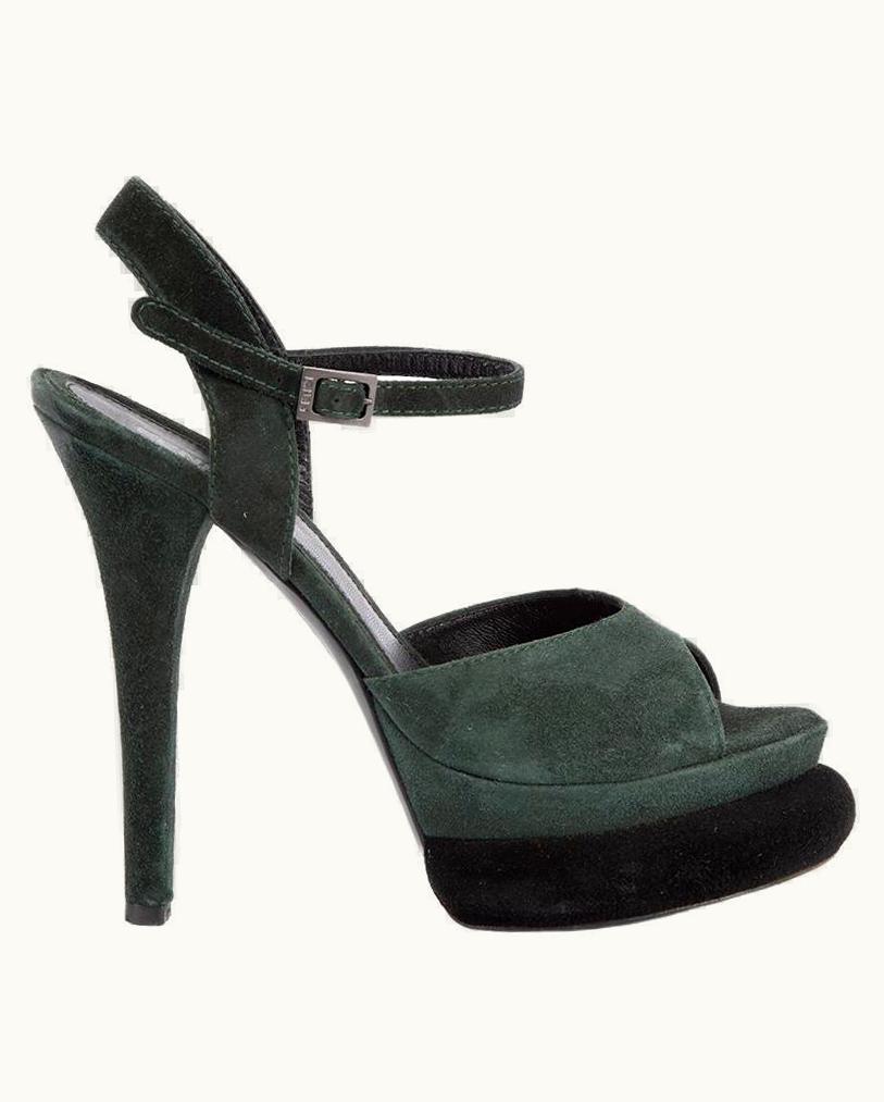 Fendi Fendi Women' Forest Green Suede Platform Heels