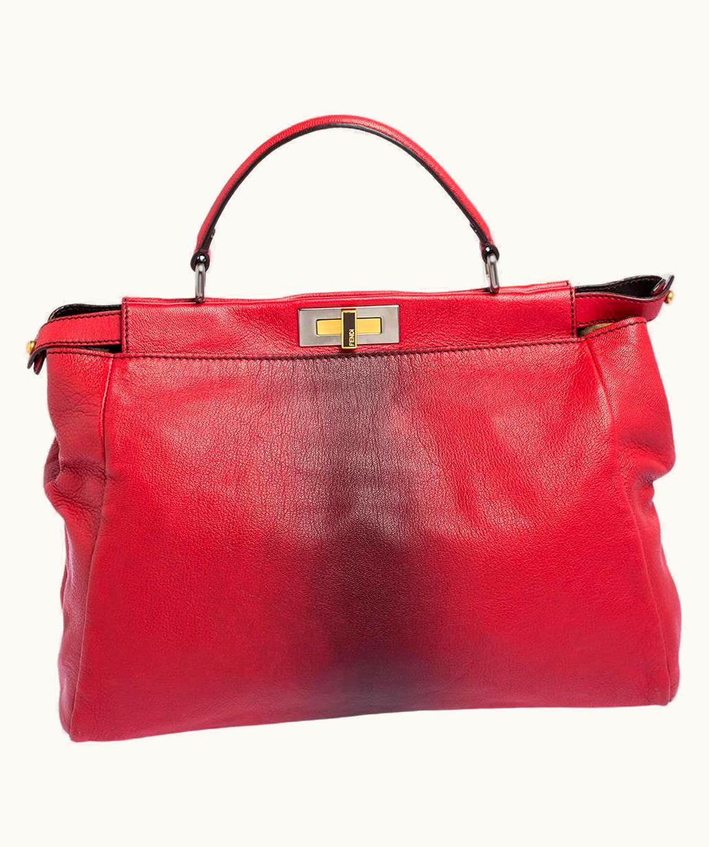 Fendi Fendi Ombre Red Leather Large Peekaboo Top Handle Bag UZ0599099
