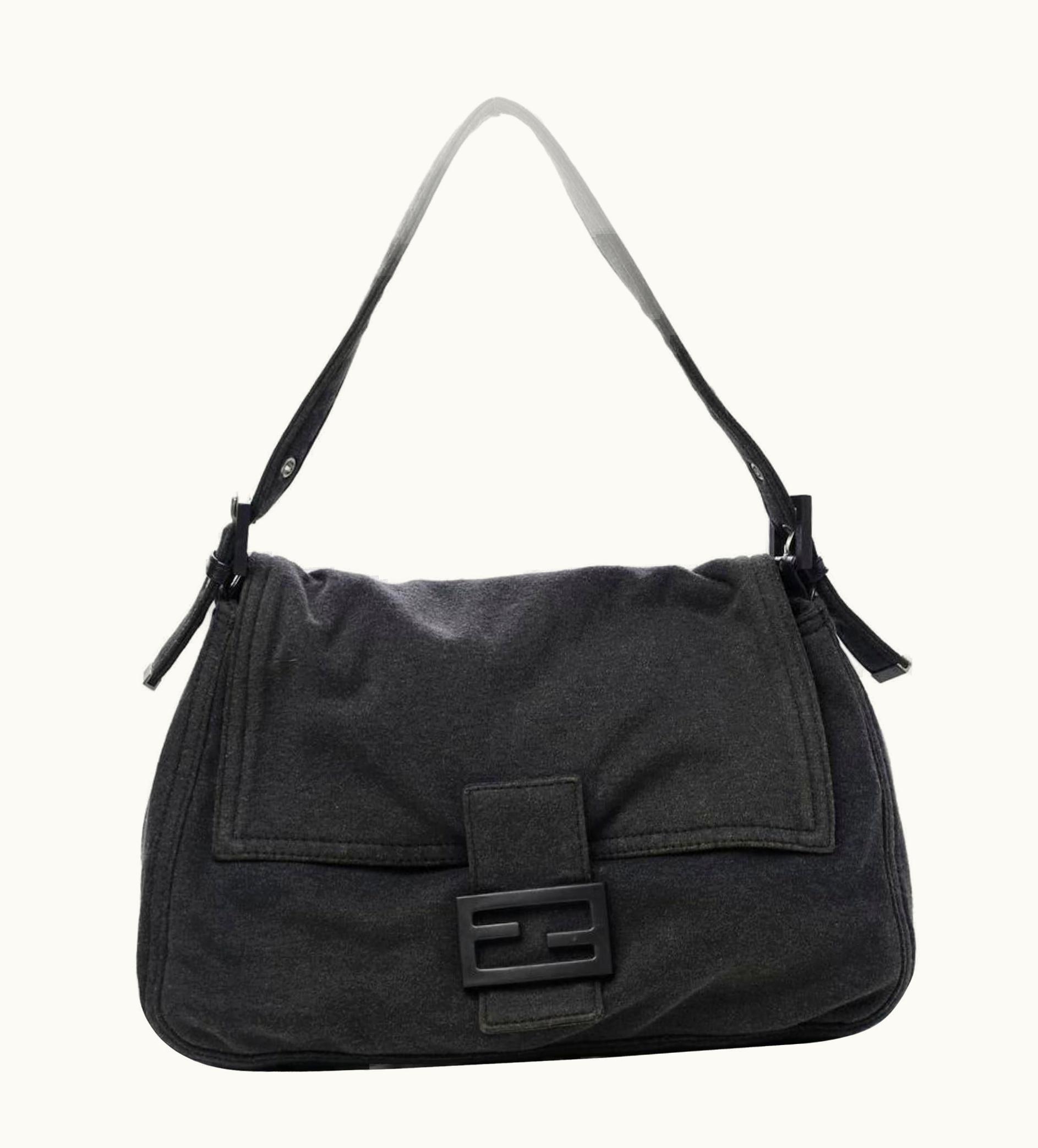 Fendi Fendi Charcoal Grey Jersey Mama Baguette Shoulder Flap 32f413s