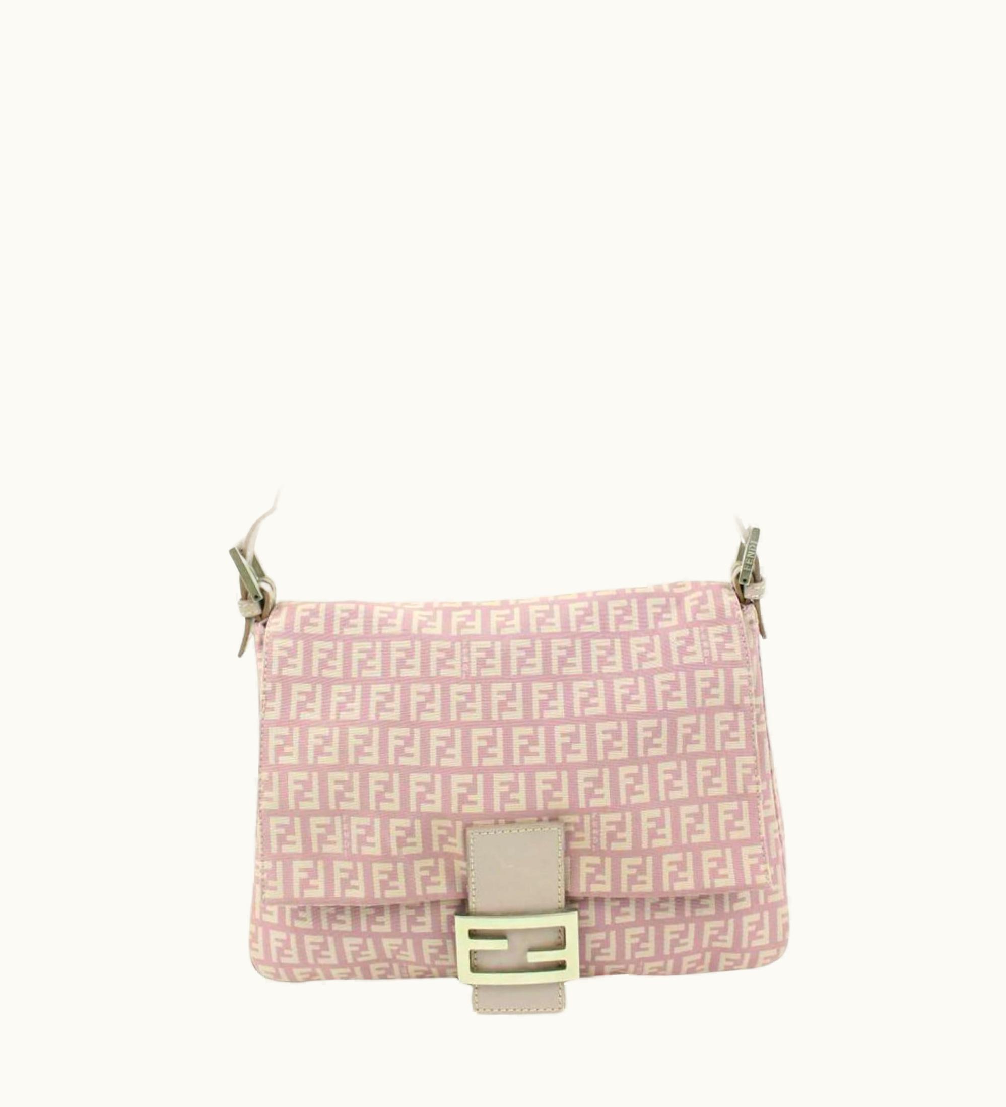 Fendi Fendi Pink Monogram Ff Zucca Mamma Forever Baguette 10f126s