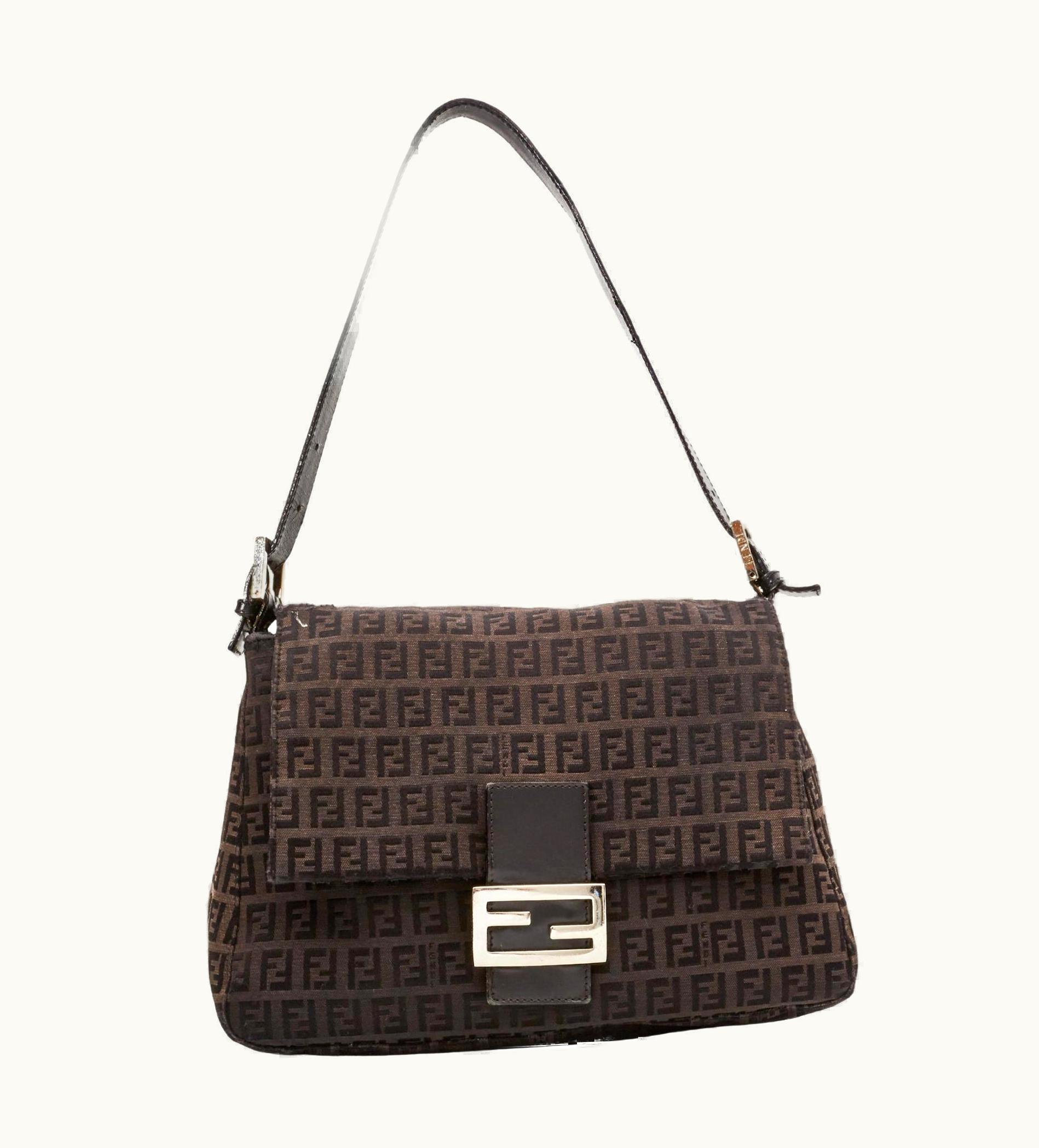 Fendi Fendi Vintage Mama Baguette Zuchino Dark Brown Shoulder Bag