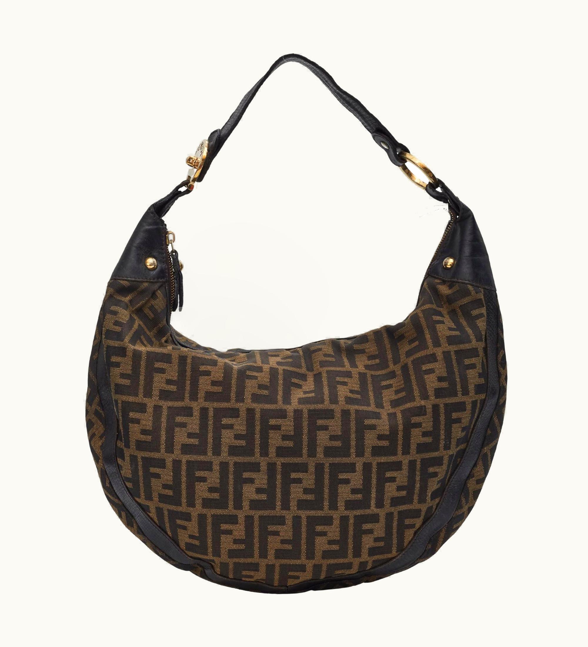 Fendi Fendi Zucca Leather Trim Half Moon Croissant Bag (8br593)