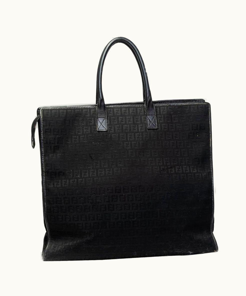 Fendi Fendi Vintage Black Canvas Zucchiano Xl Mono Tote Bag