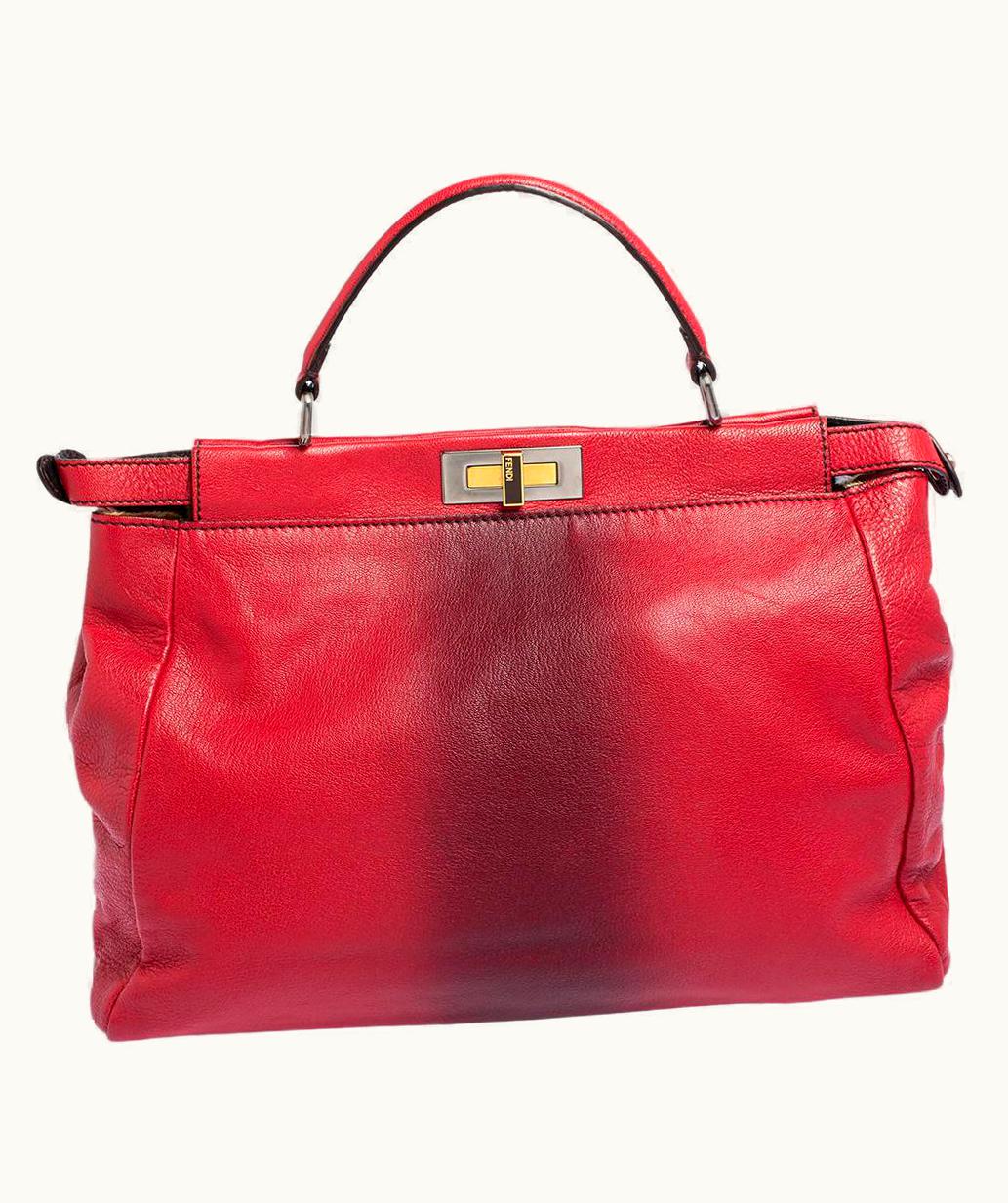Fendi Fendi Ombre Red Leather Large Peekaboo Top Handle Bag UZ0599113