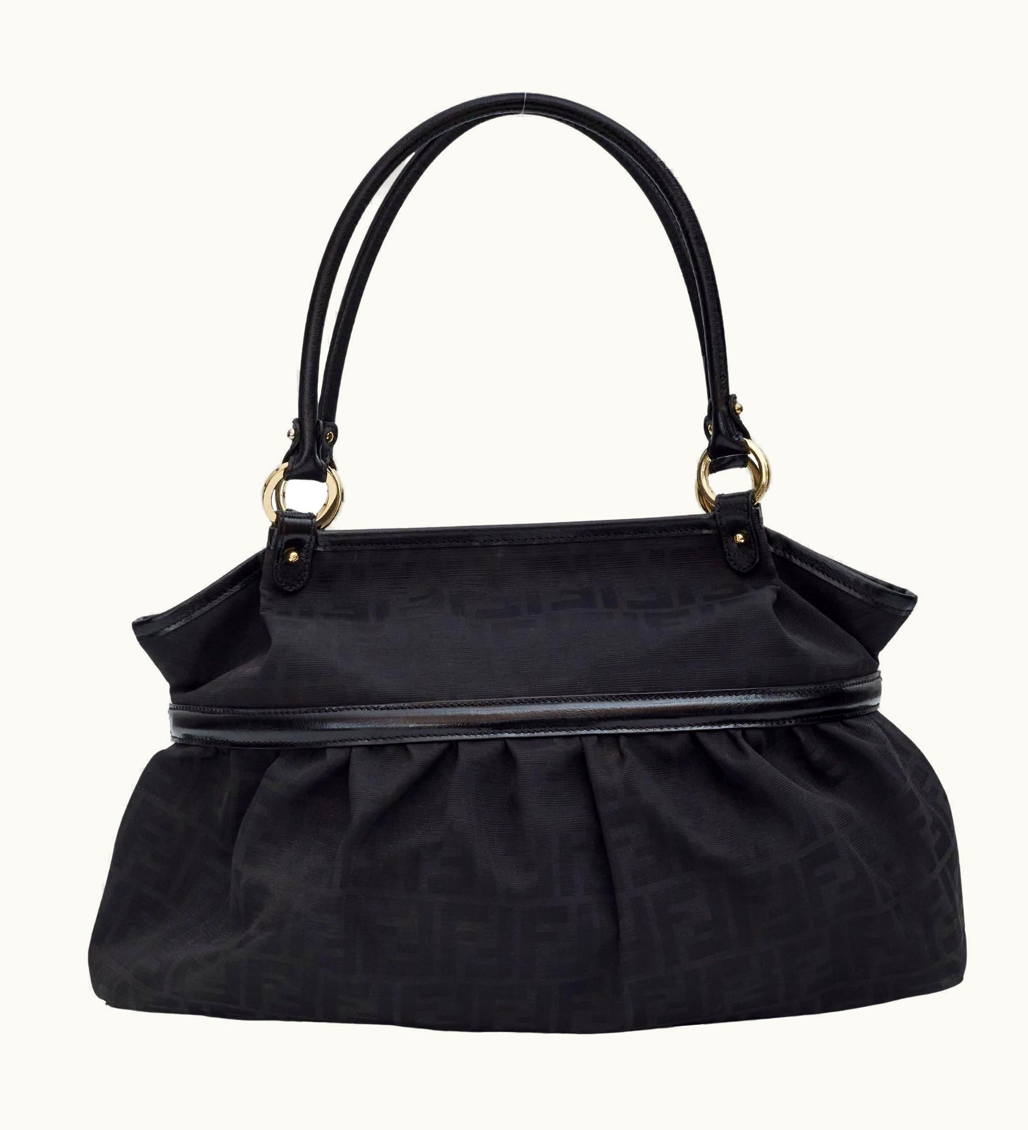 Fendi Fendi Zucca Print Black Top Handle Shoulder Bag (8bh186)