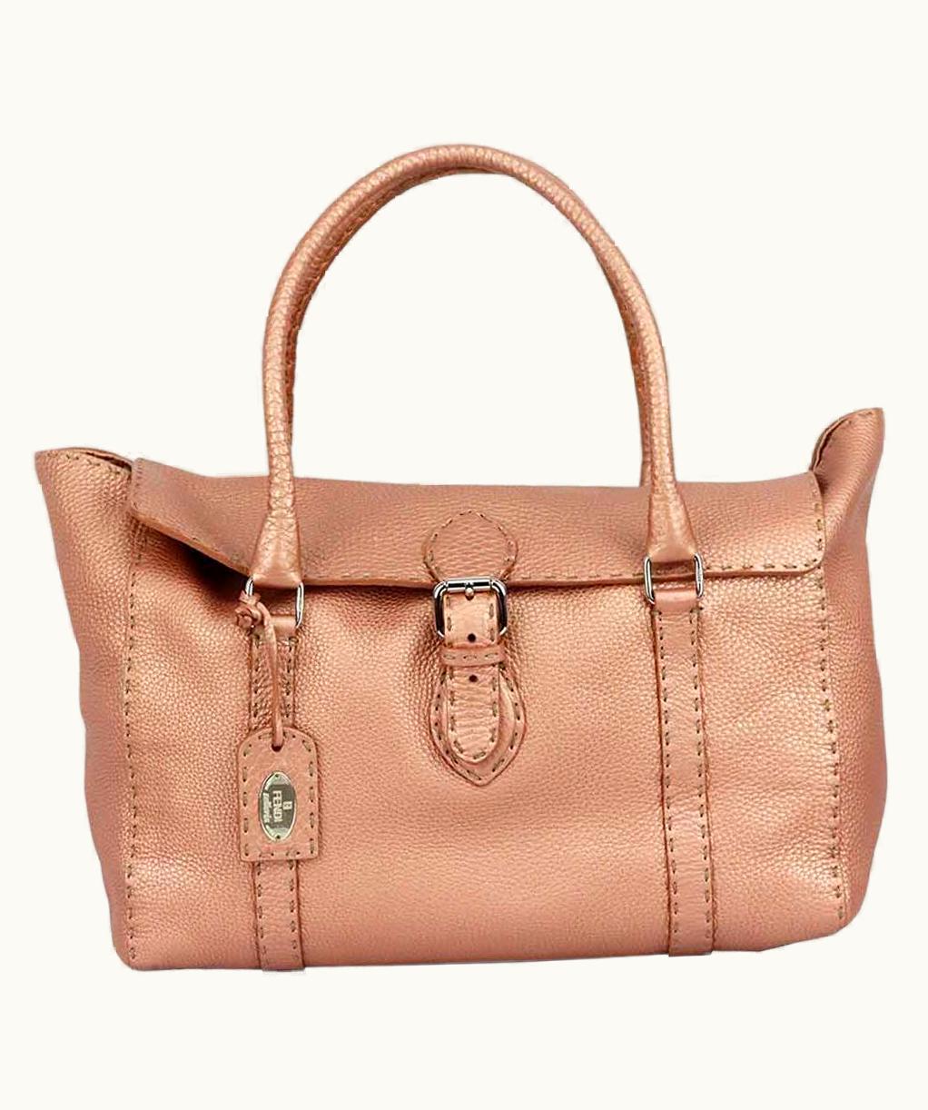 Fendi Fendi Linda Selleria Large Metallic Textured Leather Shoulder Bag UZ0599127