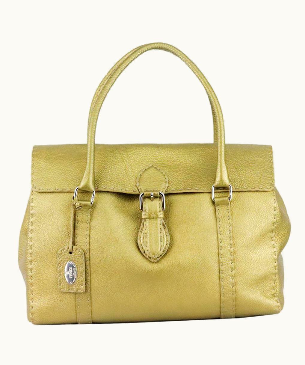 Fendi Fendi Linda Selleria Large Metallic Textured Leather Shoulder Bag UZ0599128