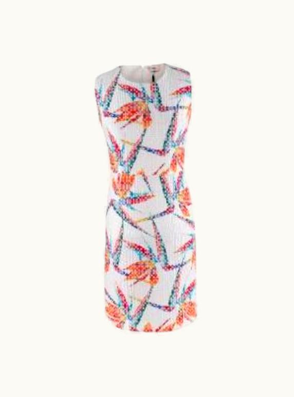 Fendi Fendi White Bird Of Paradise Print Jacquard Dress