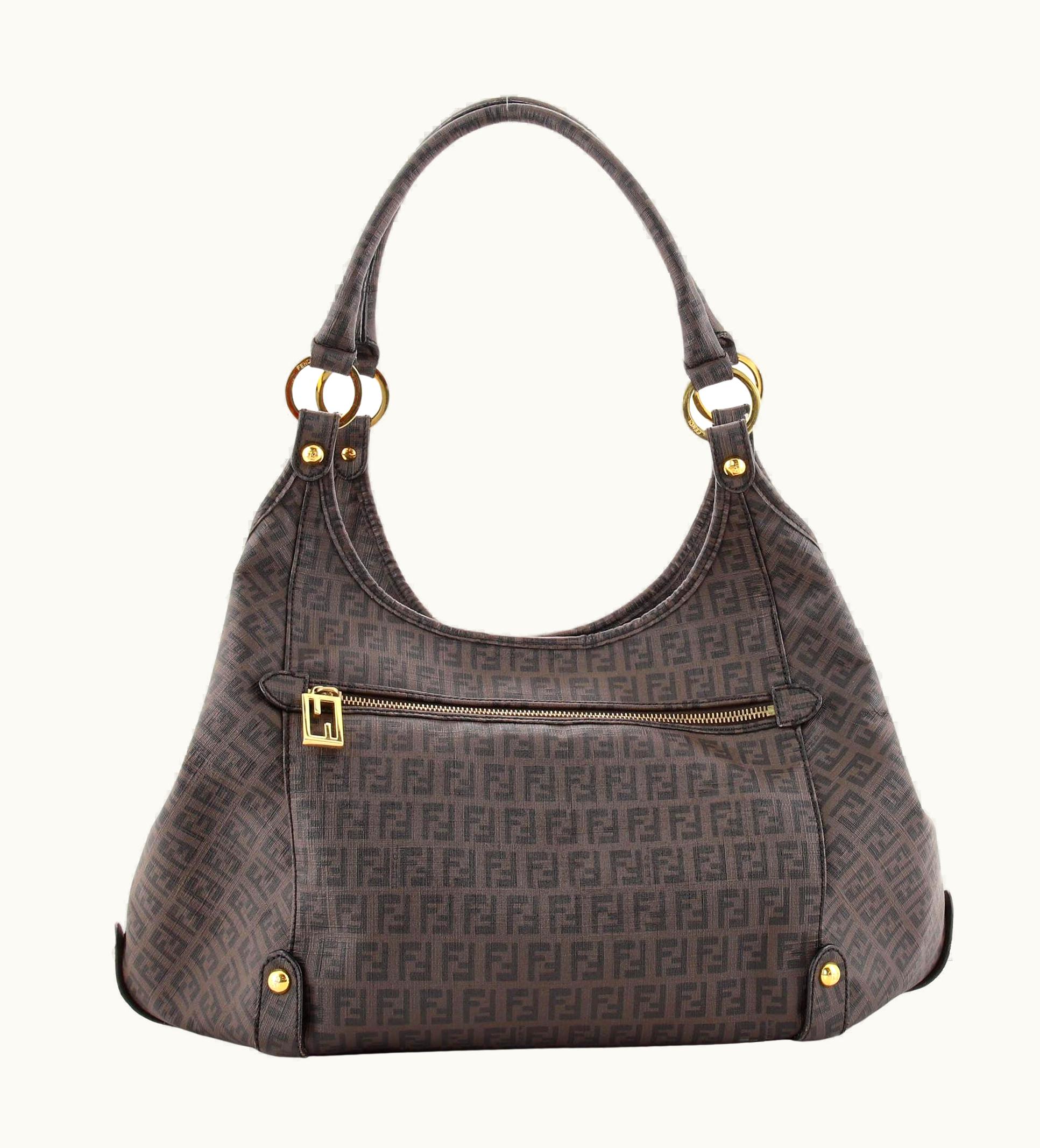 Fendi Fendi Vintage Front Zip Hobo Zucchino Coated Canvas Medium