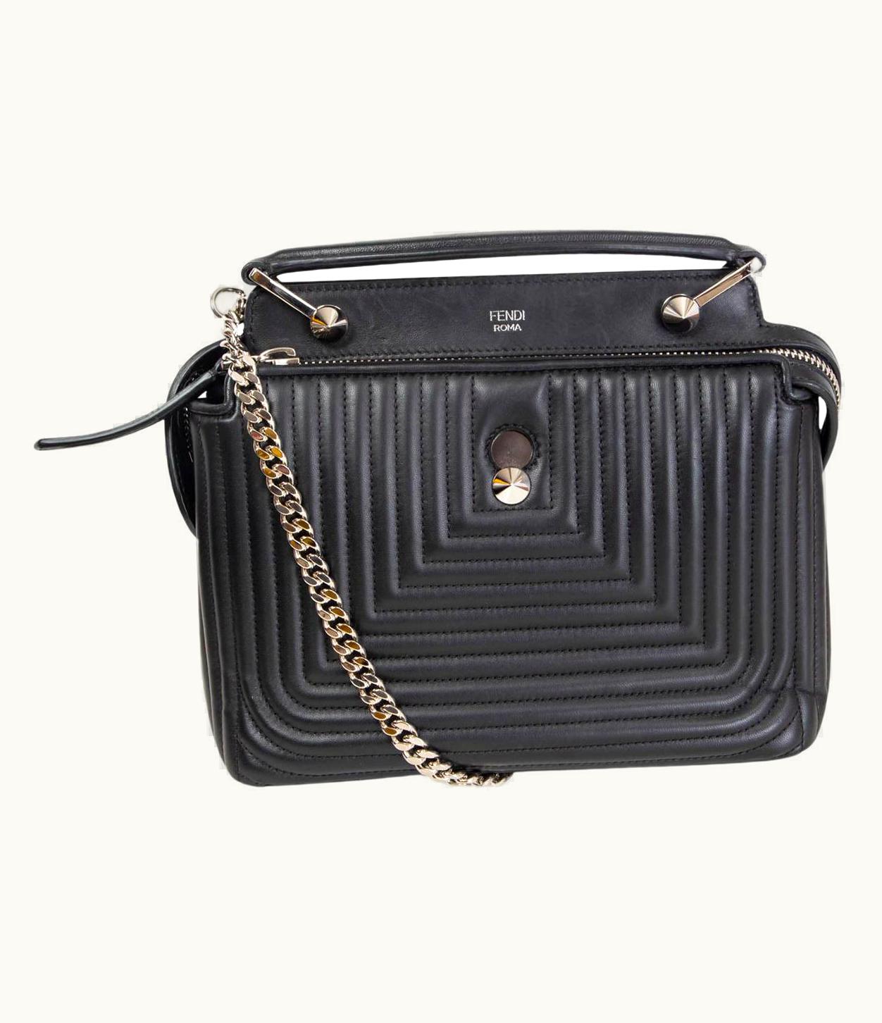 Fendi Fendi Black Quilted Leather Dotcom Click Small Shoulder Bag