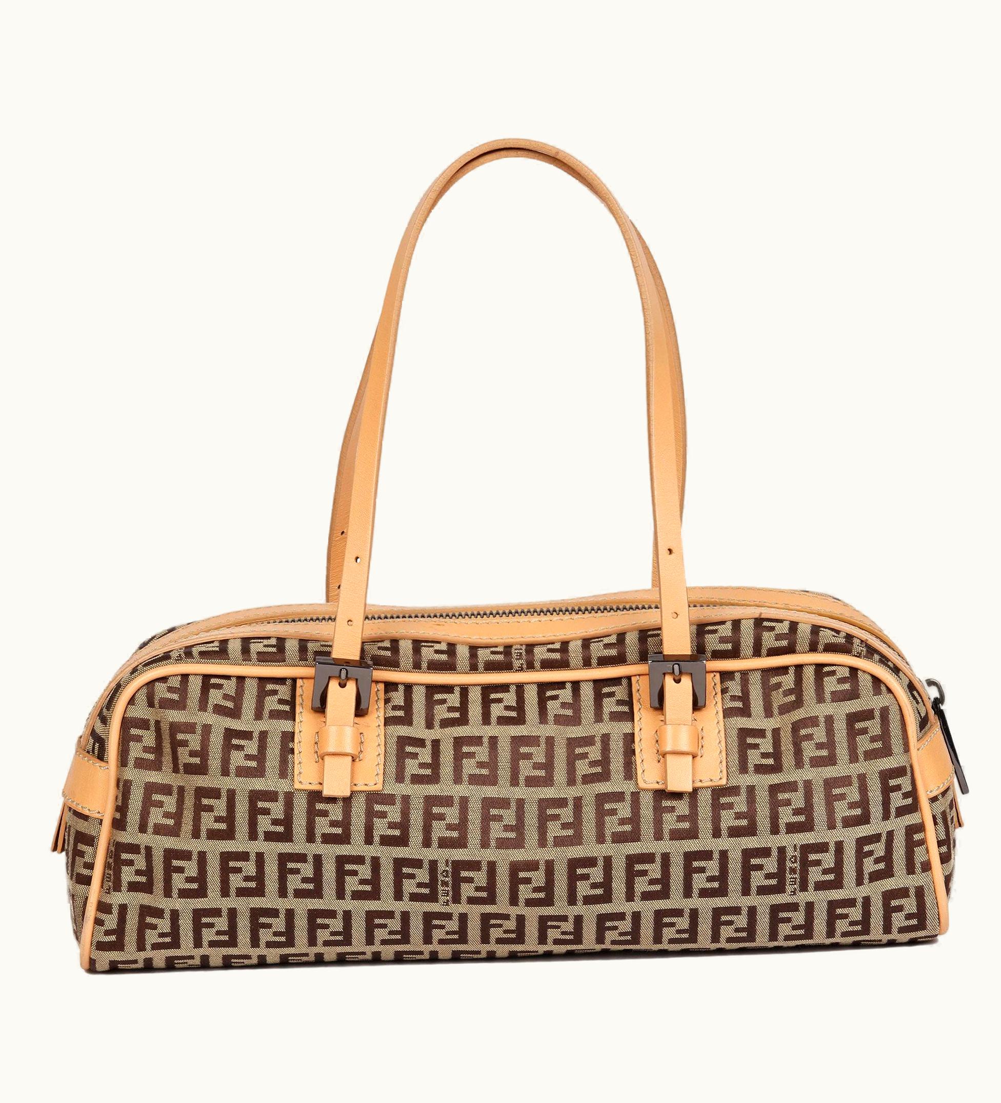 Fendi Fendi Beige Zucca Canvas & Beige Calfskin Leather Zucchino Tote