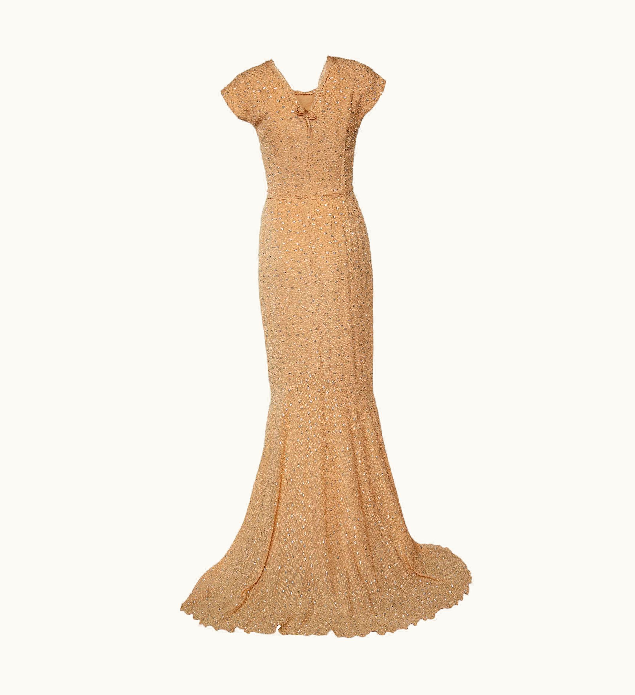 Fendi Fendi Light Orange Silk Fil Coupe Trail Gown