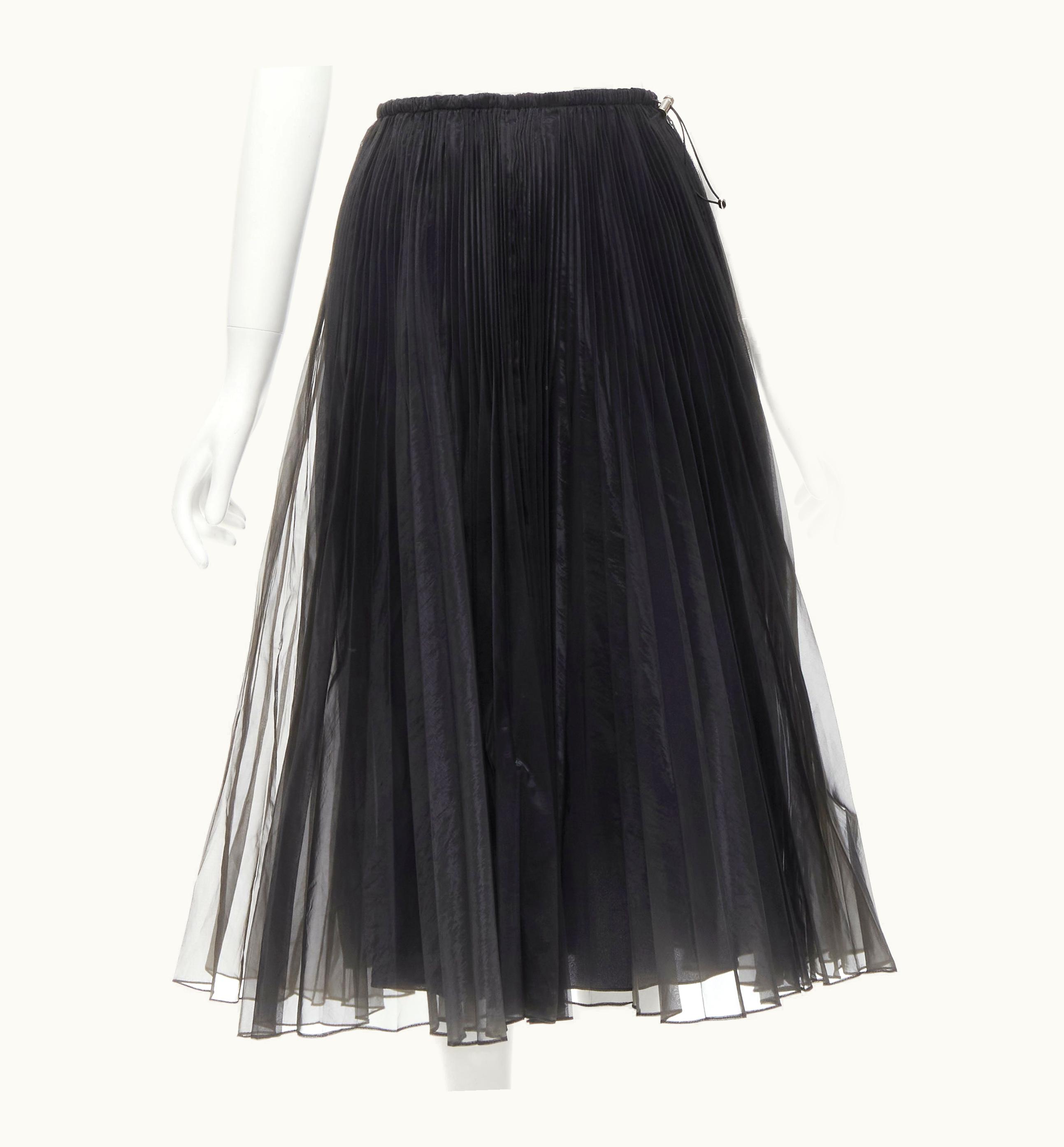 Fendi Fendi Toggle Drawstring Waist Pleated Flared Midi Skirt