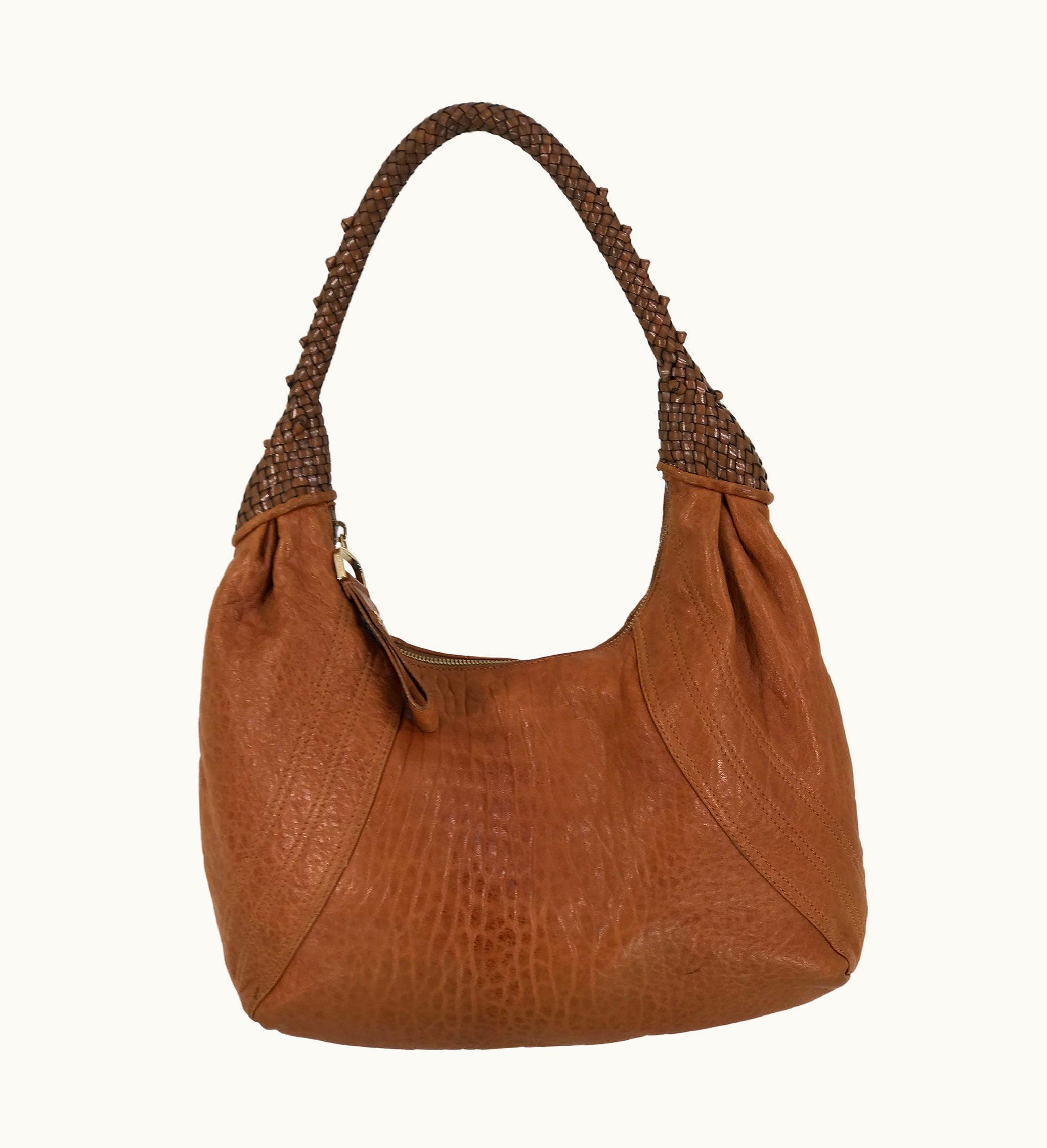 Fendi Fendi Spy Boho Shoulder Bag In Caramel Leather Zucca Lining