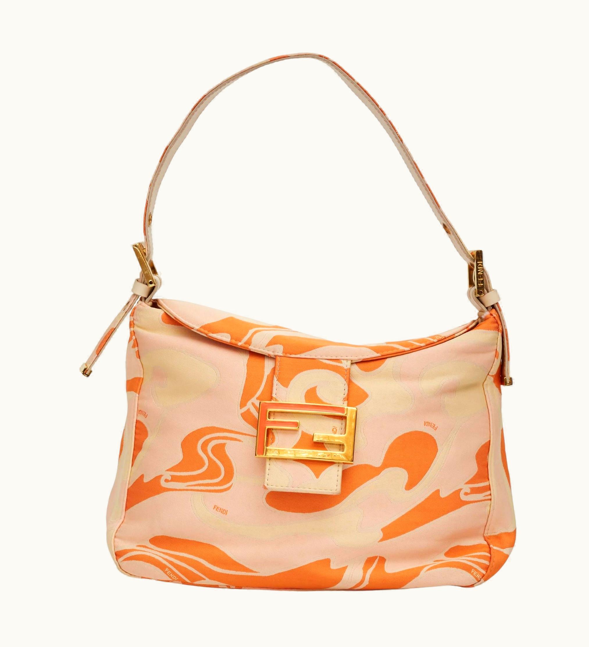 Fendi Fendi Orange Psychedelic Swirl Print Flap Mamma Shoulder Bag