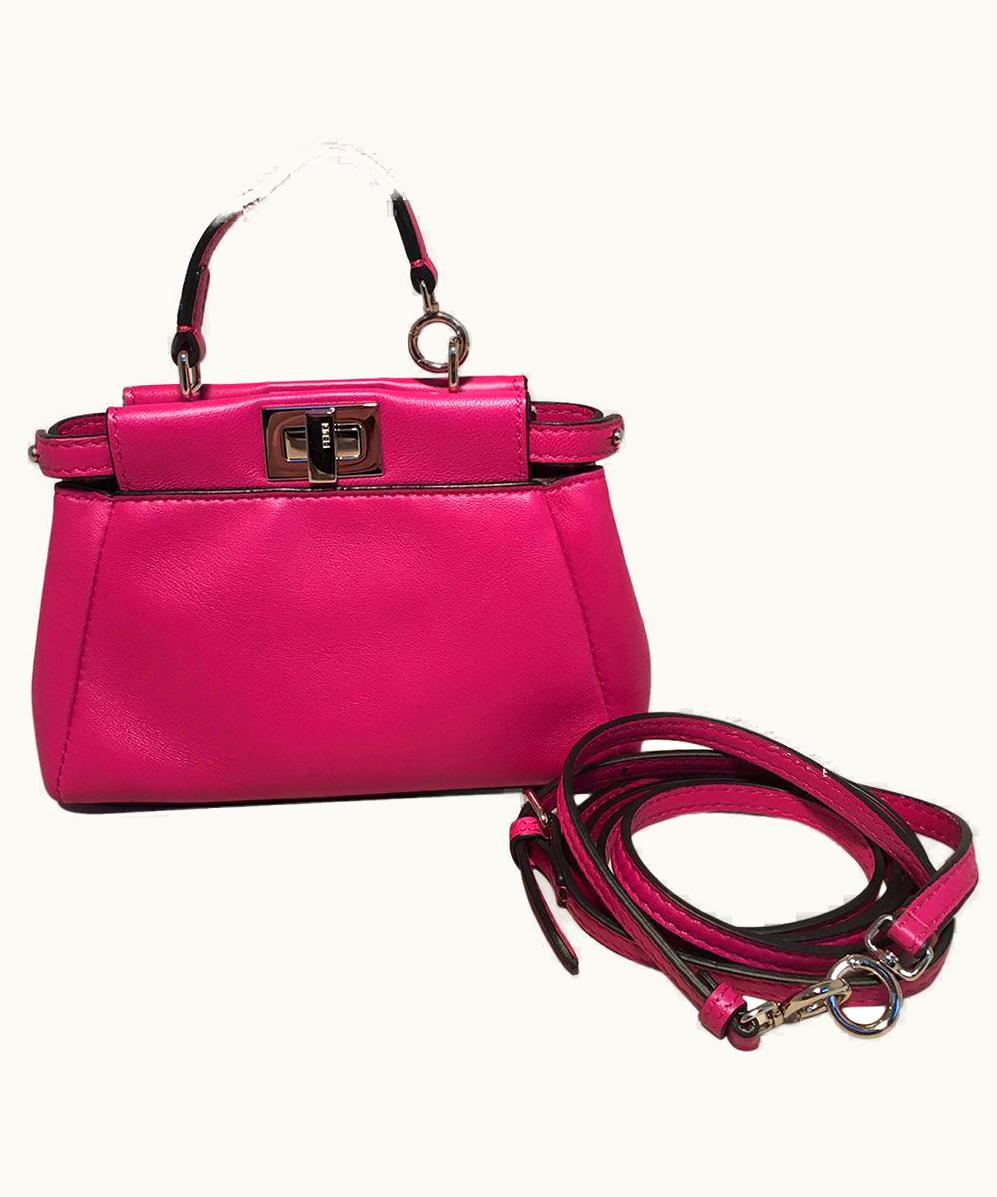 Fendi Fendi Micro Mini Fuchsia Pink Peekaboo Bag With Shoulder Strap
