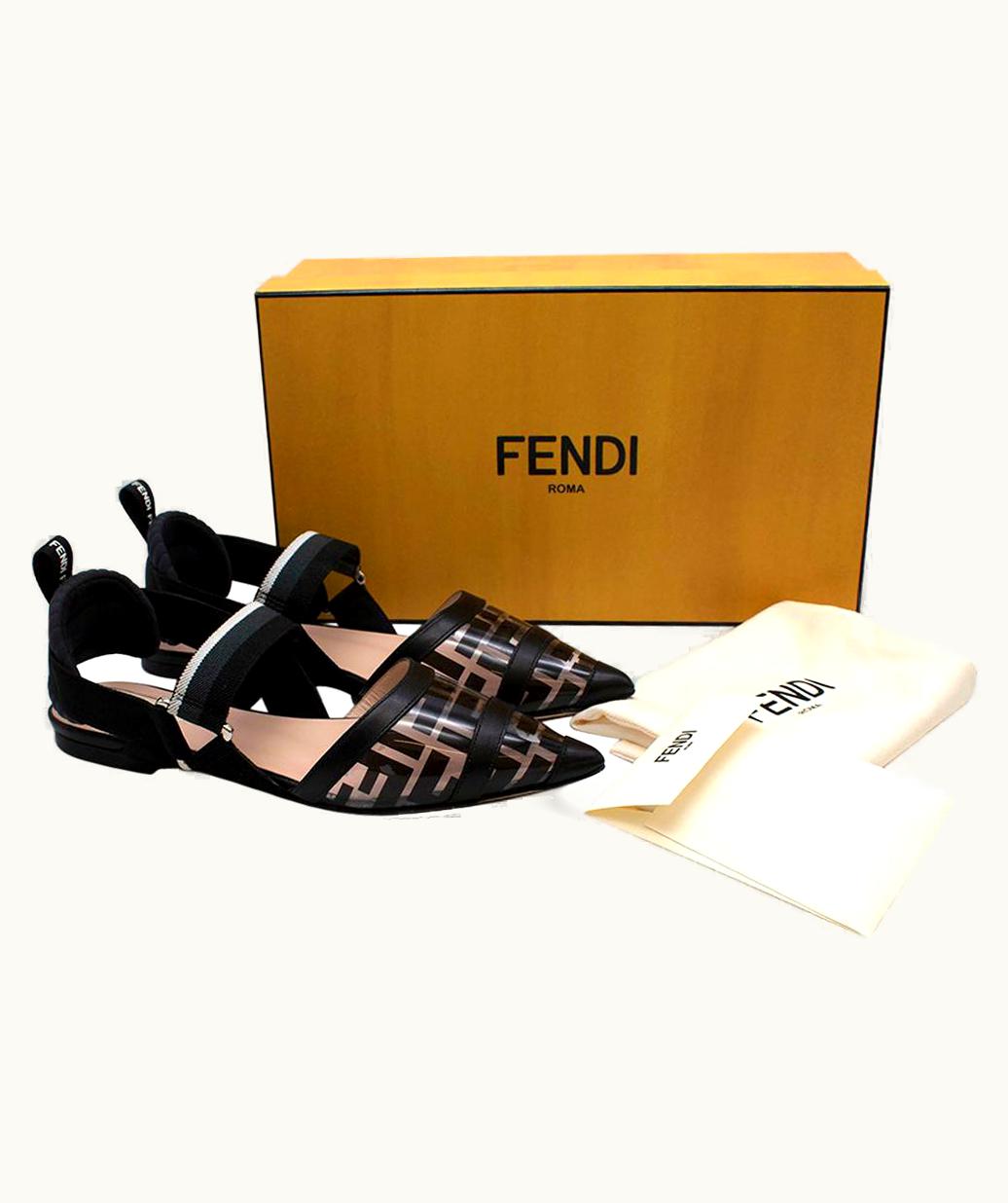 Fendi Fendi Black & Transparent Colibri Flat Logo Pumps