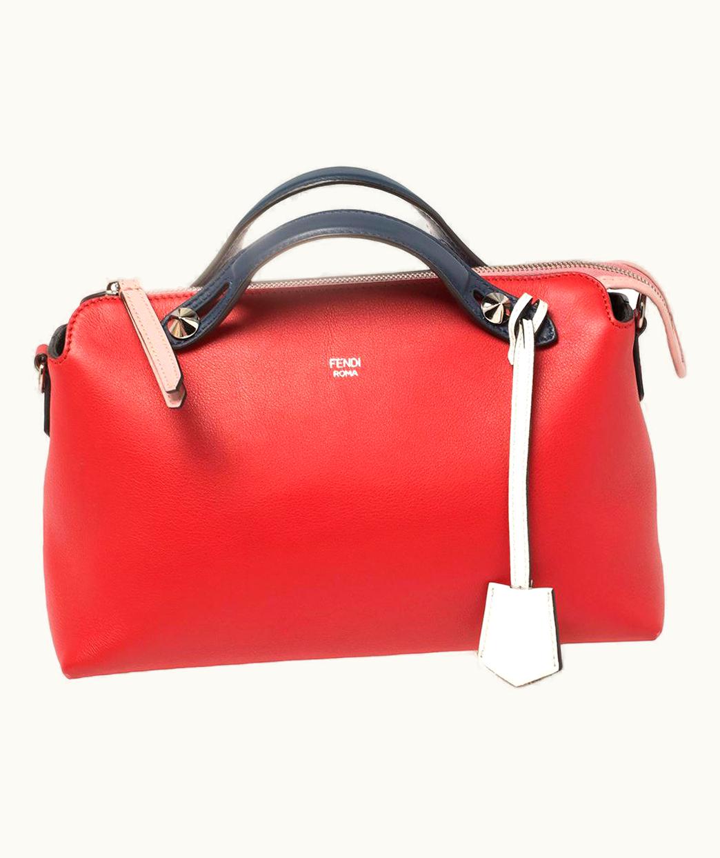 Fendi Fendi Red/Blue Leather Small By The Way Boston Bag