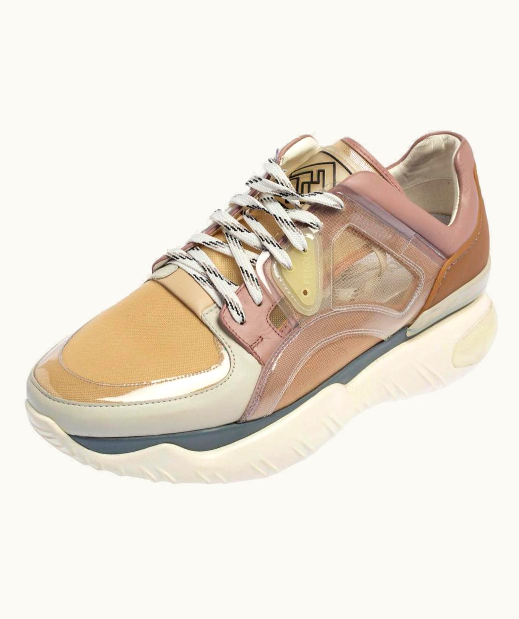 Fendi Fendi Multicolor Leather And Mesh Lace Up Sneakers UZ0599221