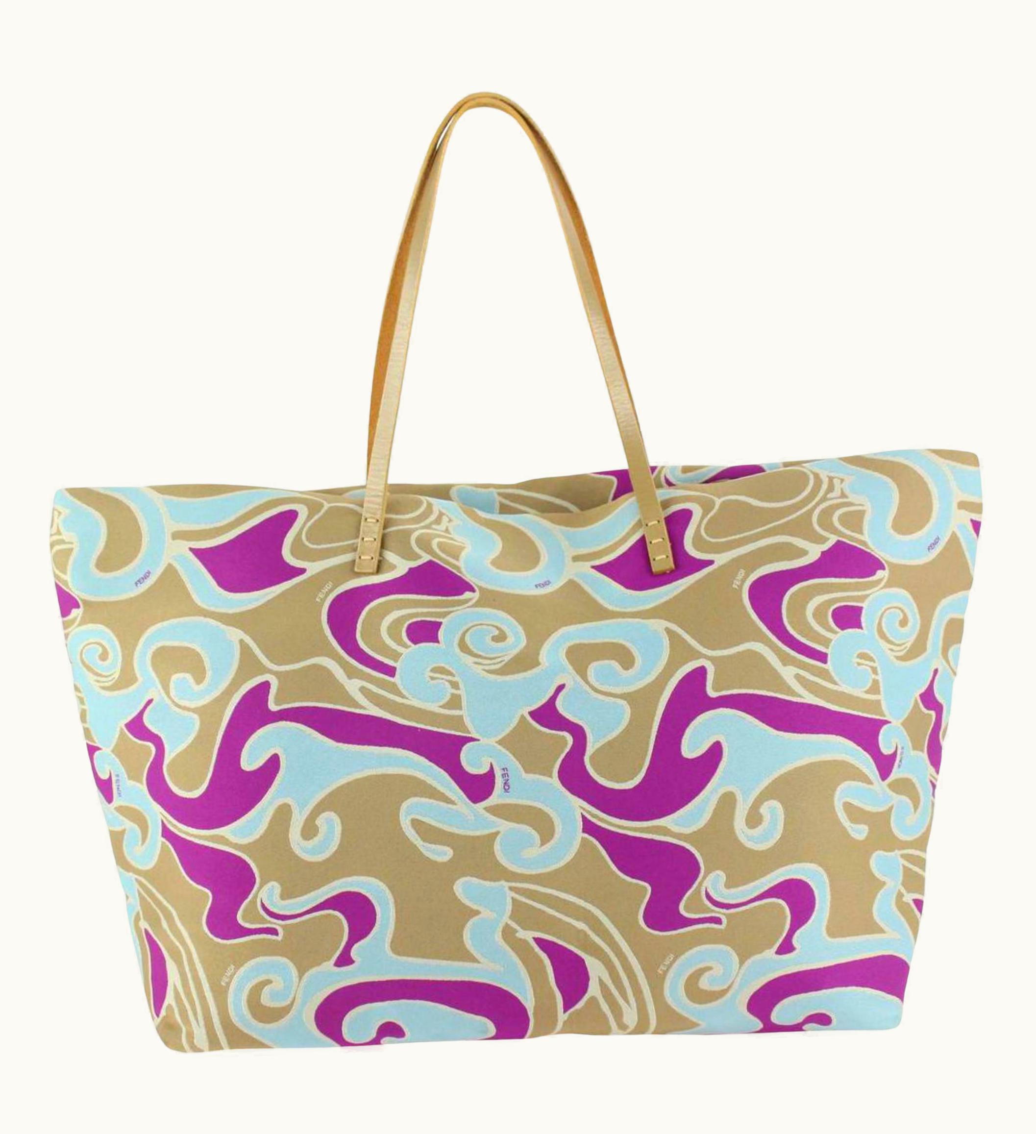 Fendi Fendi Beige Purple Blue Roll Tote 1213f8