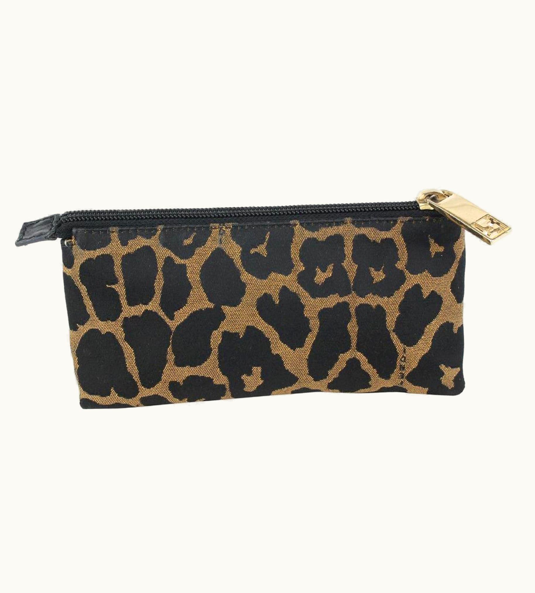 Fendi Fendi Brown Black Leopard Cheetah Cosmetic Pouch 914ff45