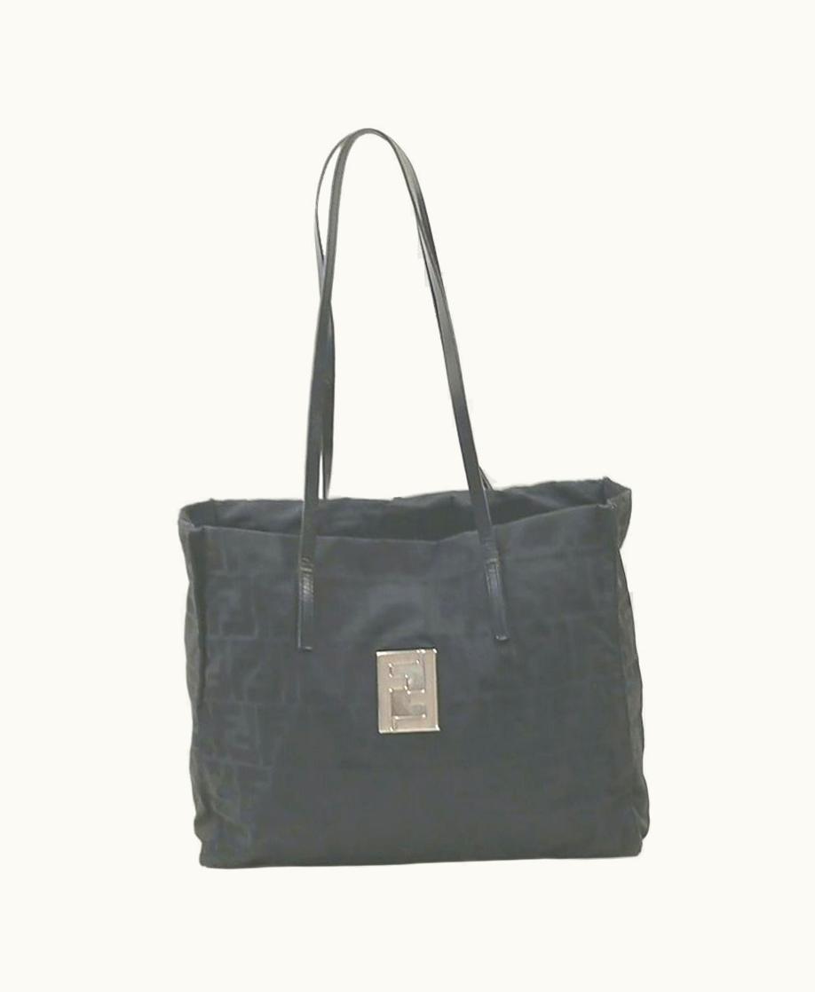 Fendi Fendi Black Ff Logo Monogram Zucca Tote Bag