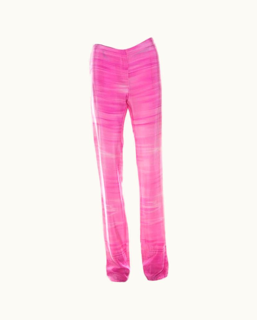 Fendi Fendi Pink Striped Crepe De Chine Silk Relaxed Trousers