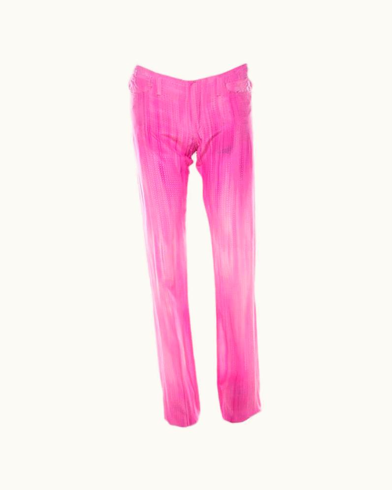 Fendi Fendi Pink Micro Dot Perforated Silk Elasticized Ankle Trousers