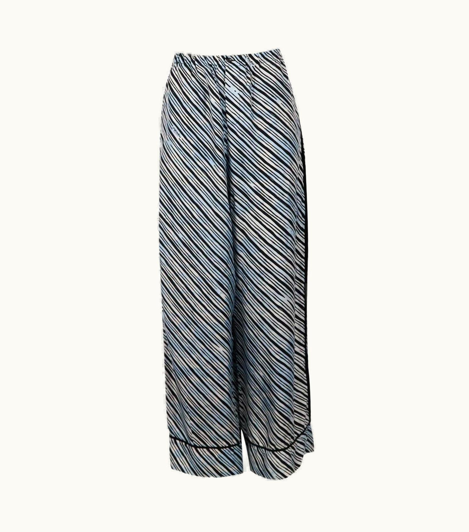 Fendi Fendi Striped Silk Wide Leg Pants It 42 Uk