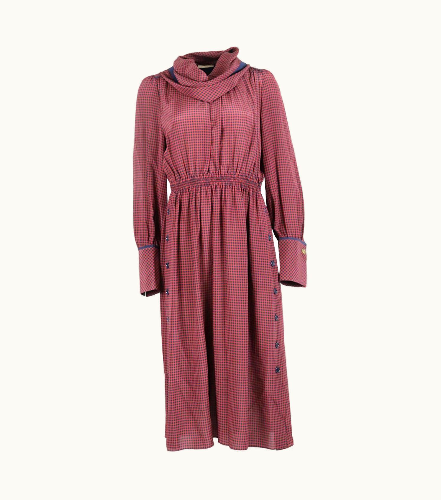 Fendi Fendi Draped Checked Silk Midi Dress It 42 Uk