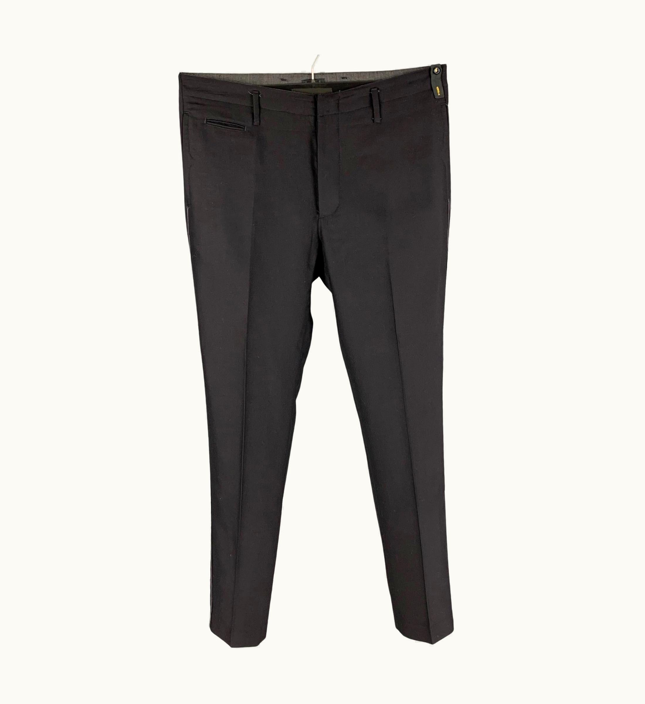 Fendi Fendi Black Virgin Wool Flat Front Dress Pants