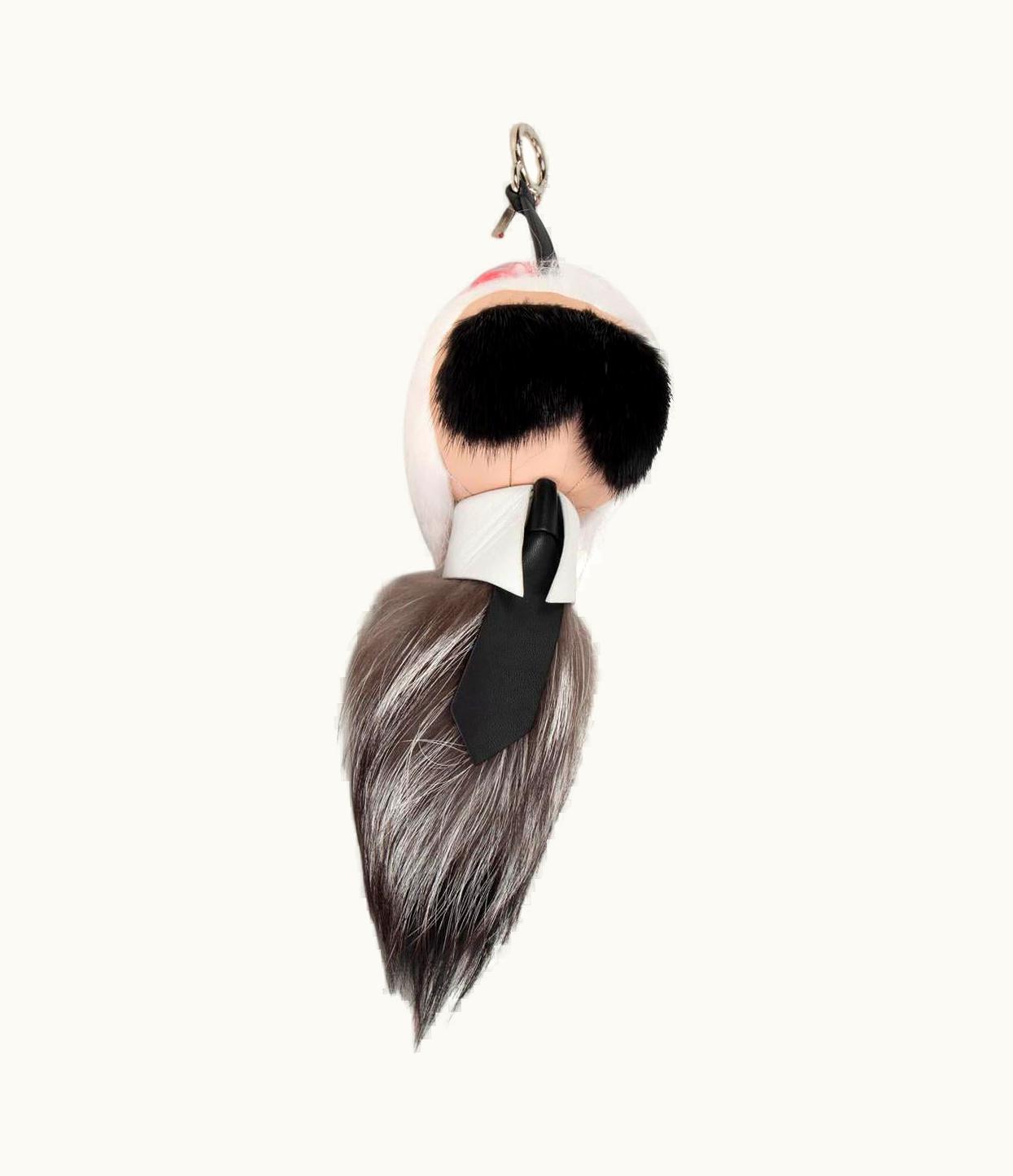 Fendi Fendi Grey Fox Fur & Mink Karlito Karl Lagerfeld Bag Charm