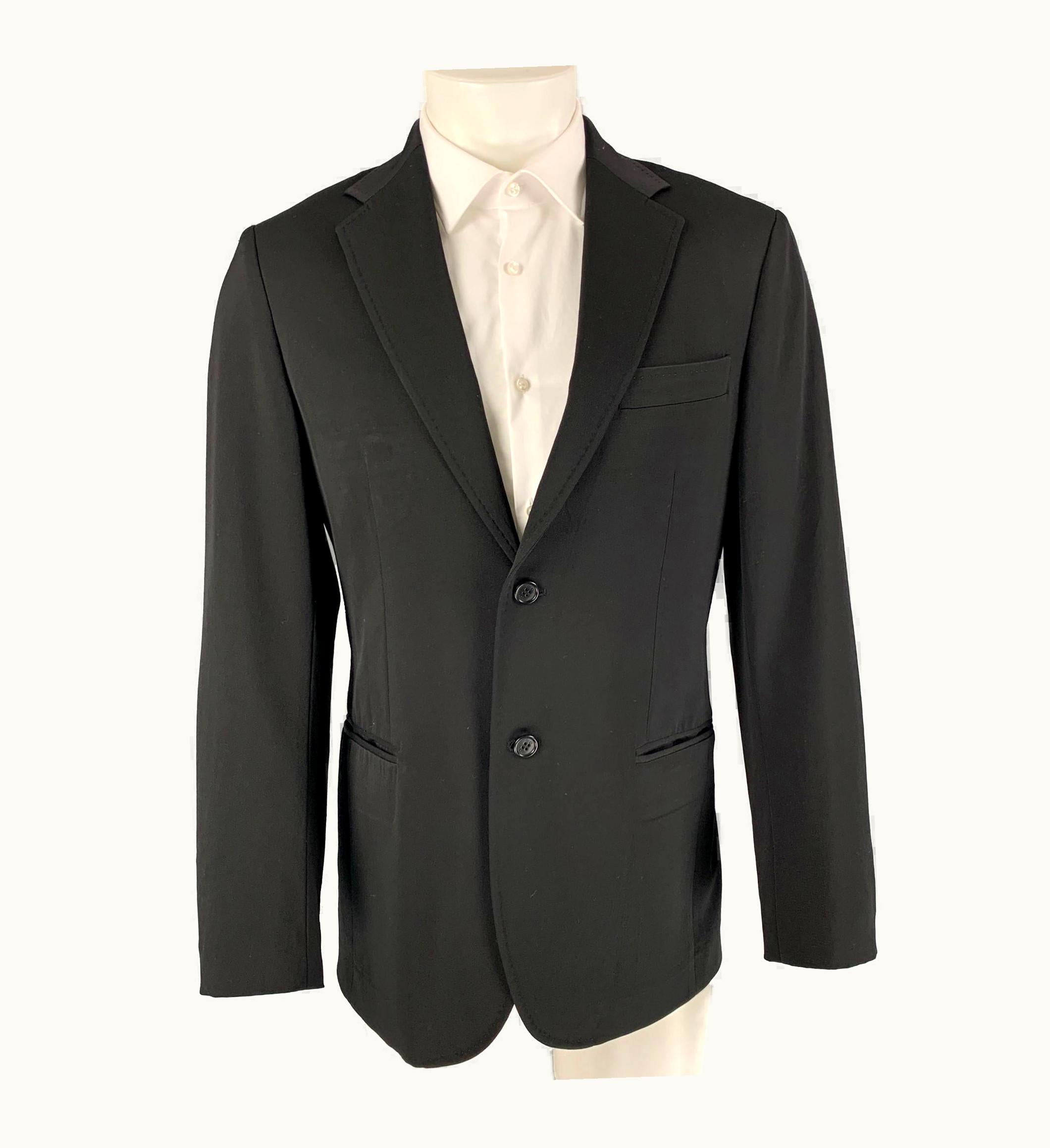 Fendi Fendi Regular Black Wool Notch Lapel Sport Coat