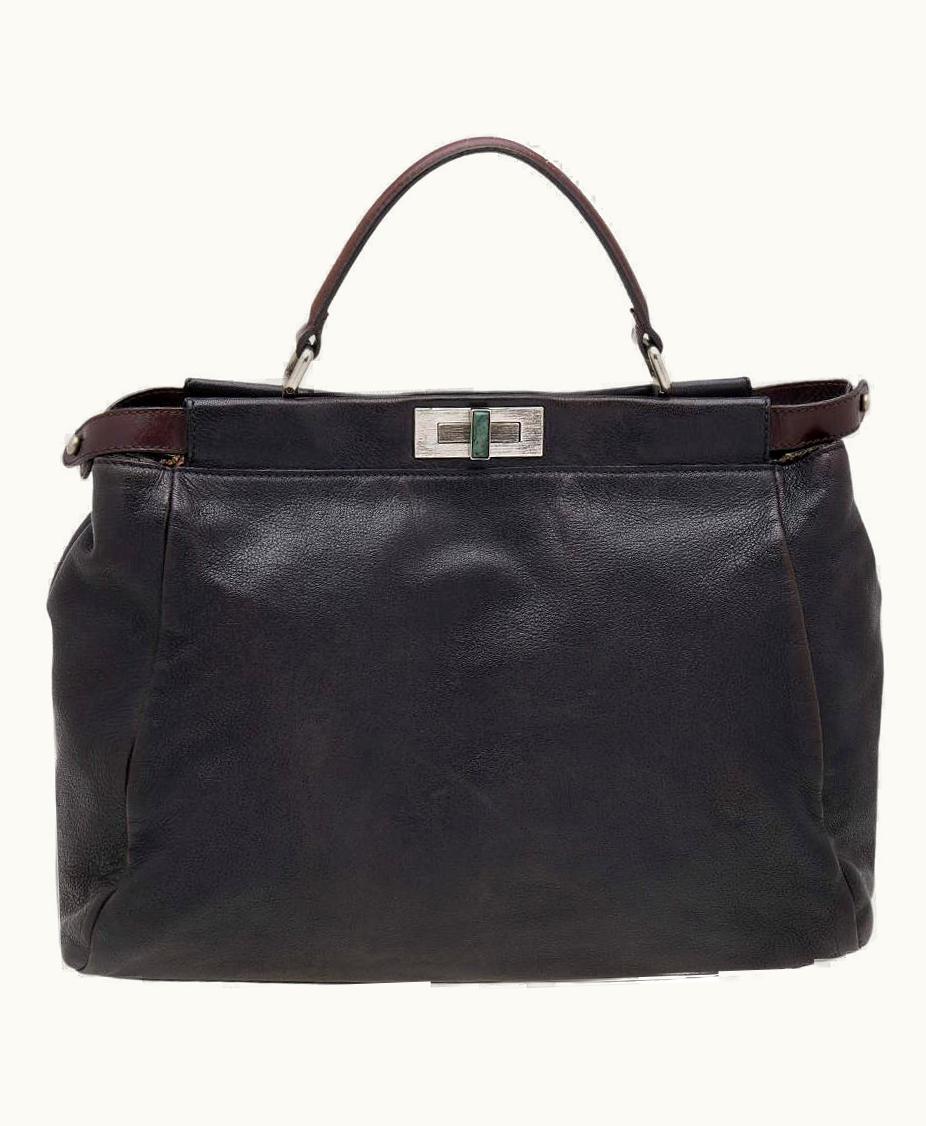 Fendi Fendi GLINT Peekaboo Large Top Handle Bag Black/Dark Brown