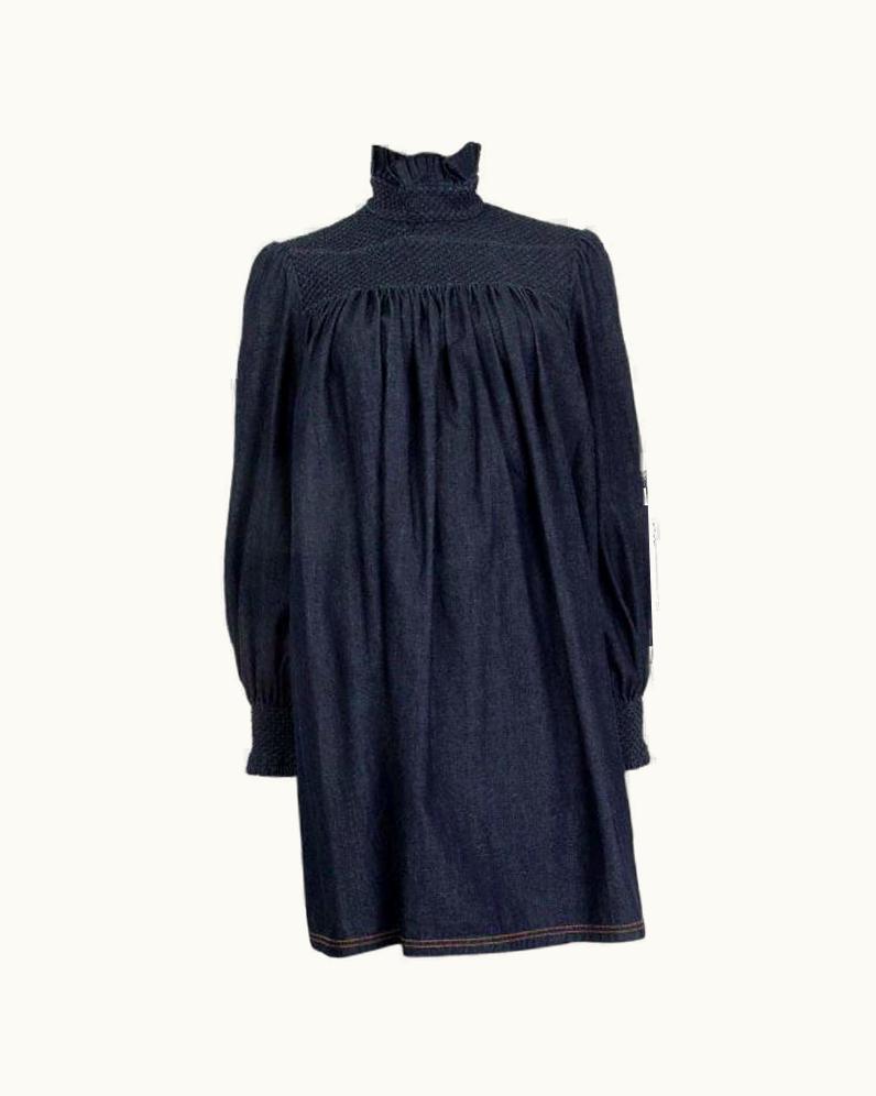 Fendi Fendi Indigo Blue Cotton Denim Oversized Shift Dress