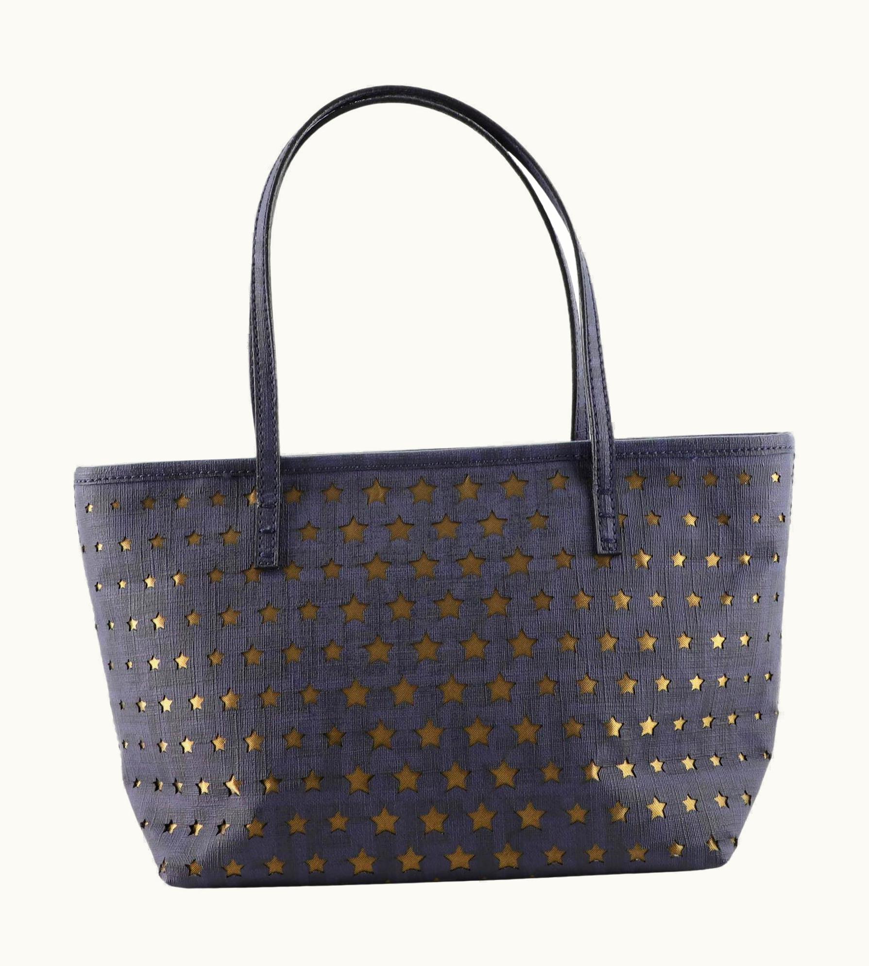 Fendi Fendi Roll Tote Laser Cut Star Zucca Coated Canvas Small