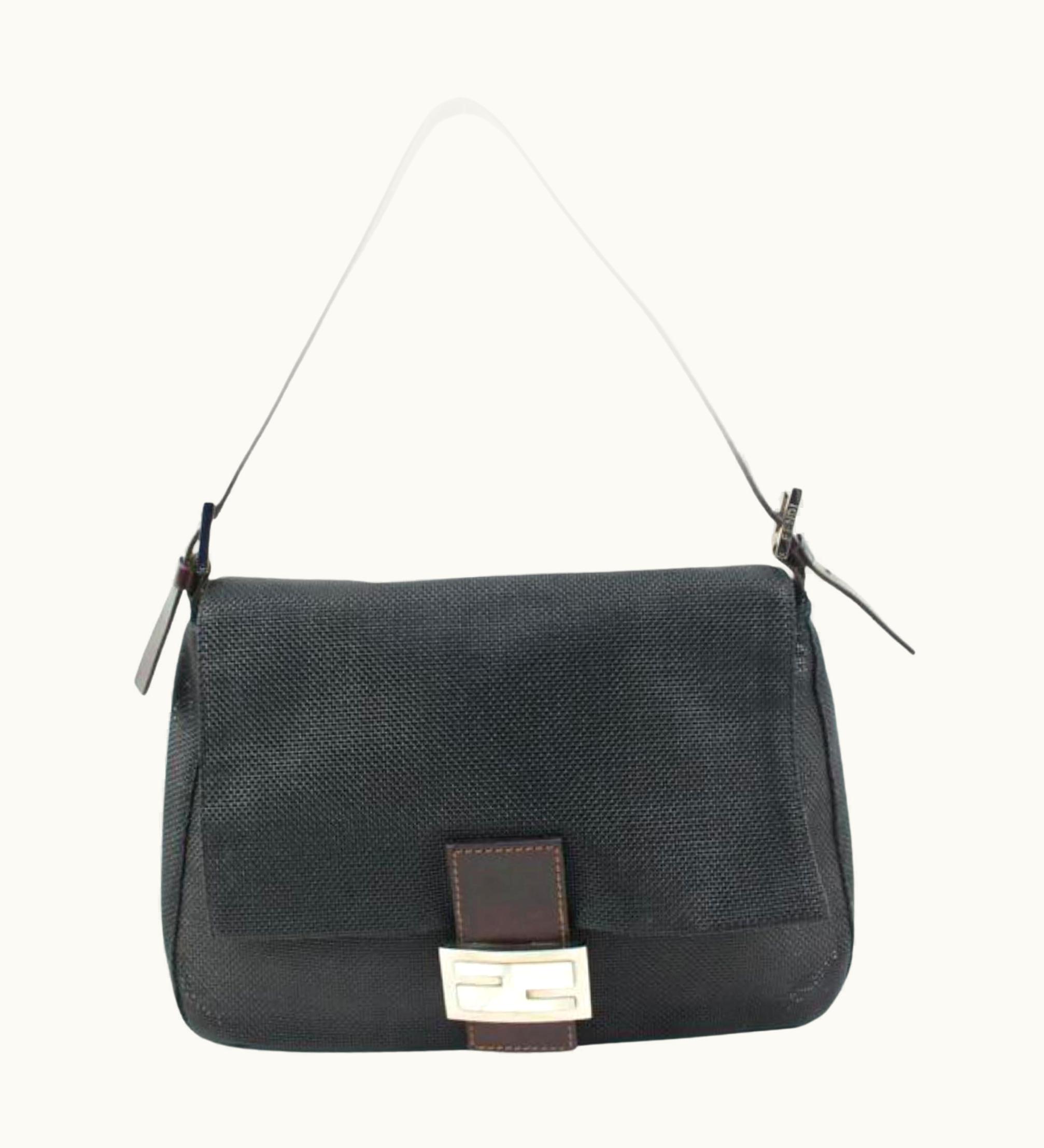 Fendi Fendi Black Mesh Mama Baguette Forever Shoulder Flap Bag 24f311s