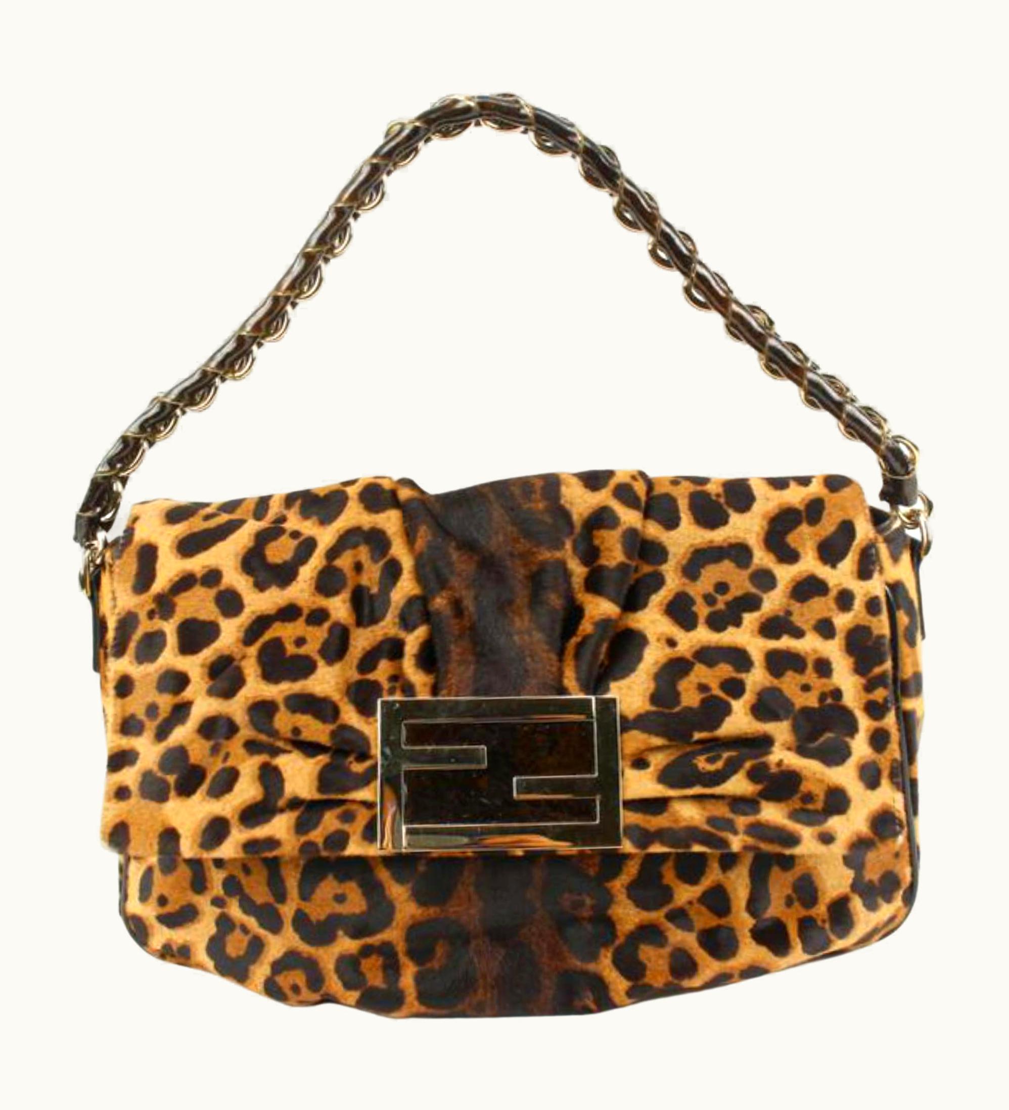 Fendi Fendi Cheetah Leopard Pony Hair Mia Flap Mama Forever S331f53