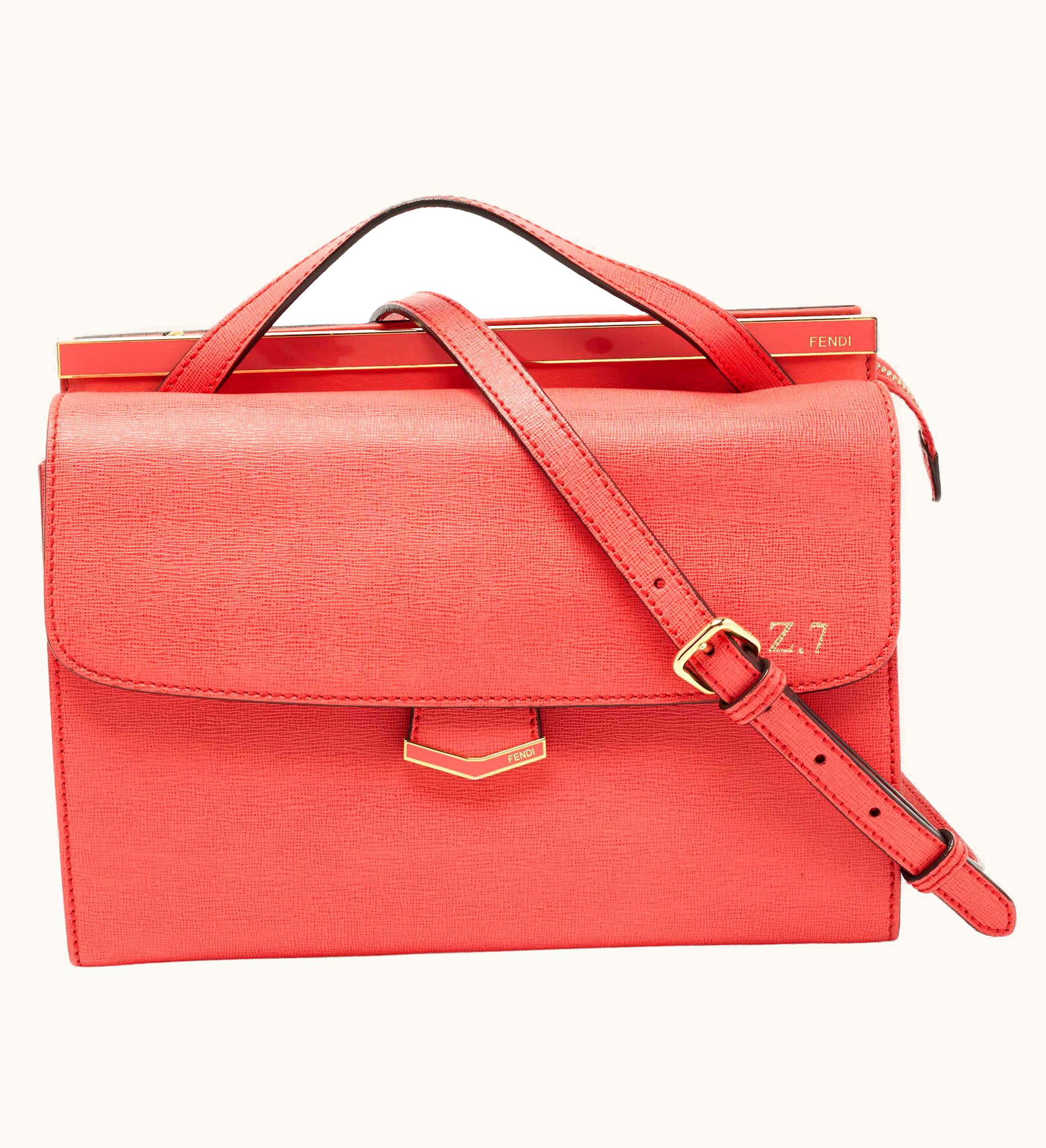 Fendi Fendi Pink Textured Leather Small Demi Jour Top Handle Bag