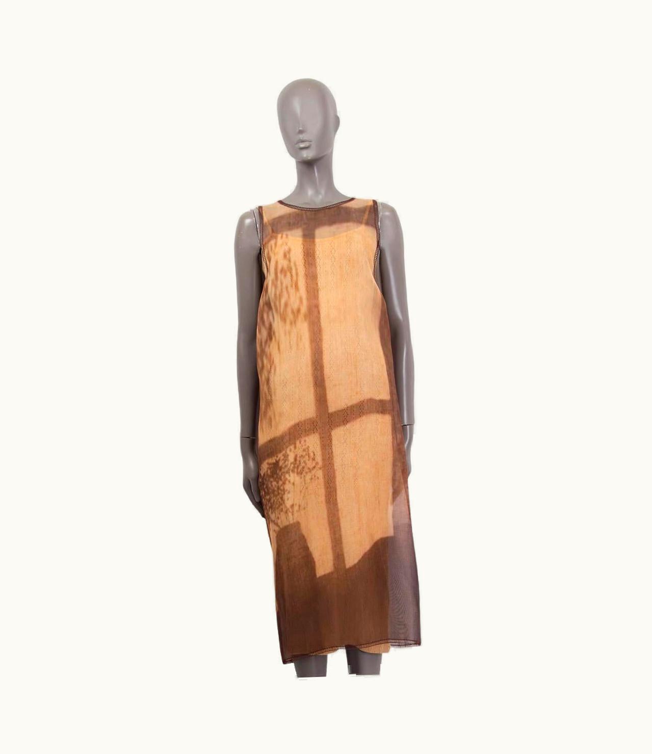 Fendi Fendi Beige Silk 2021 Shadow Print Tank Sleeveless Dress