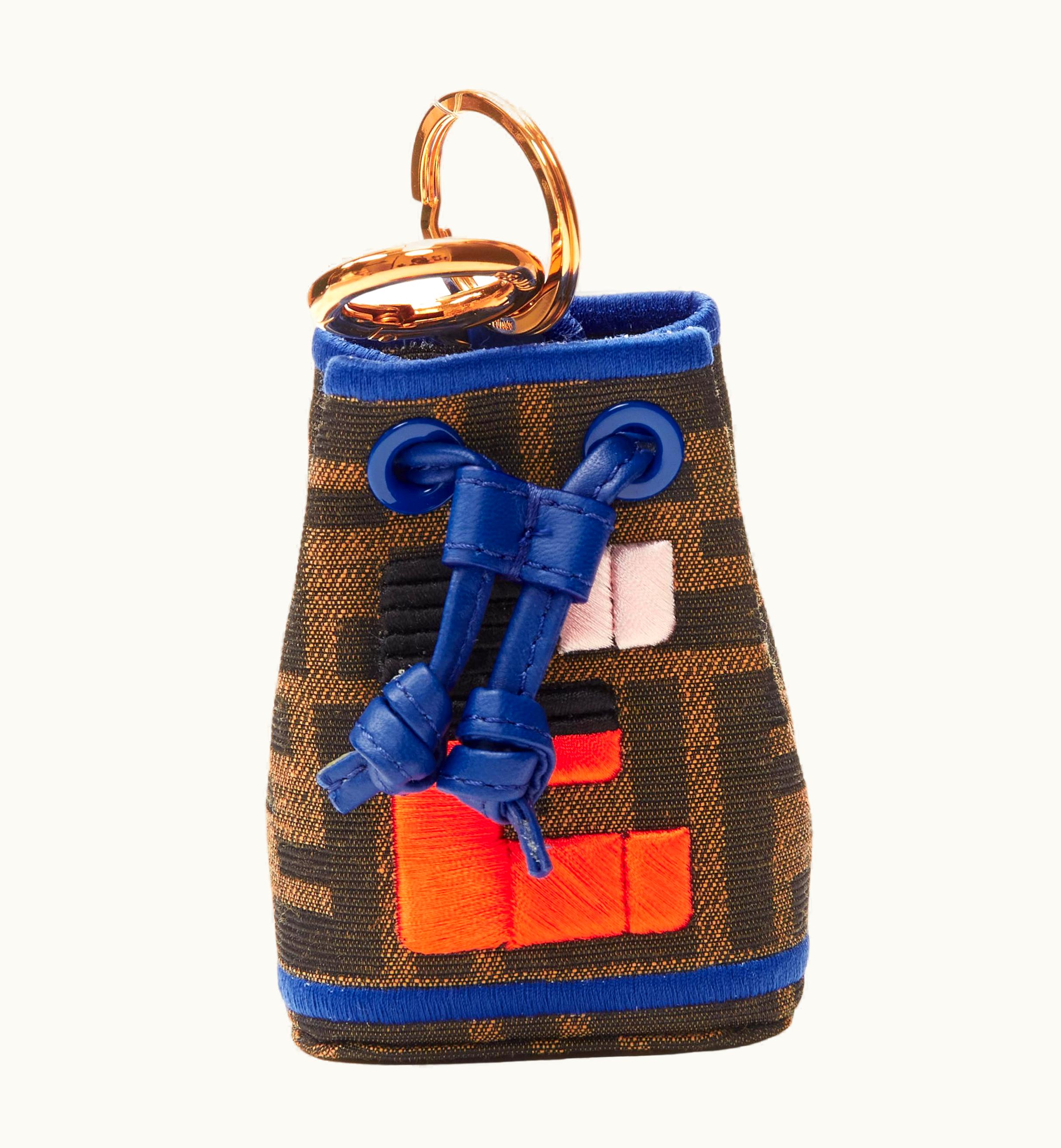 Fendi Fendi Mon Tresor Zucca Monogram Canvas E Embroidery Drawstring Bag Charm