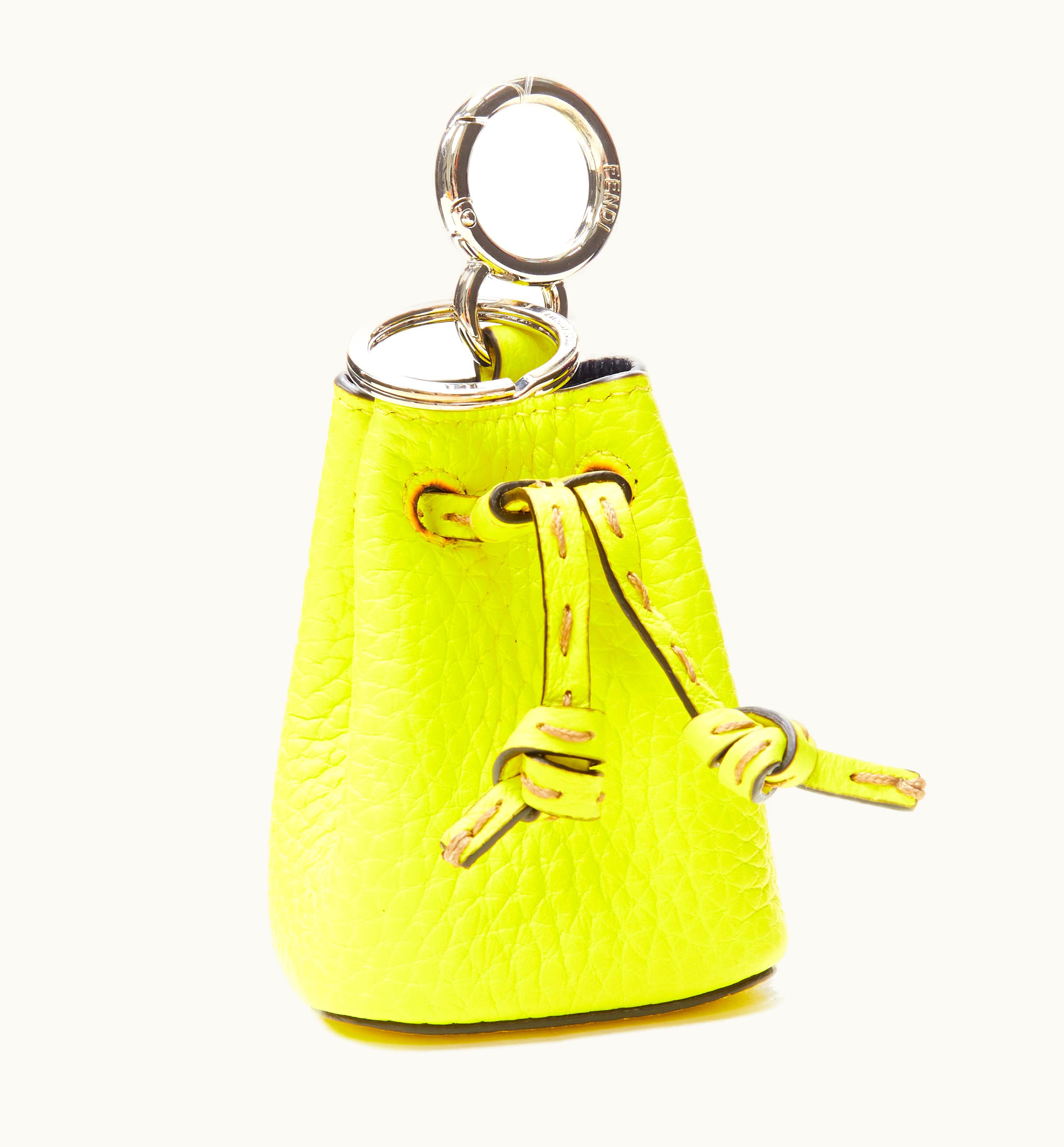 Fendi Fendi Mon Tresor Micro Bucket Drawstring Bright Yellow Leather Bag Charm