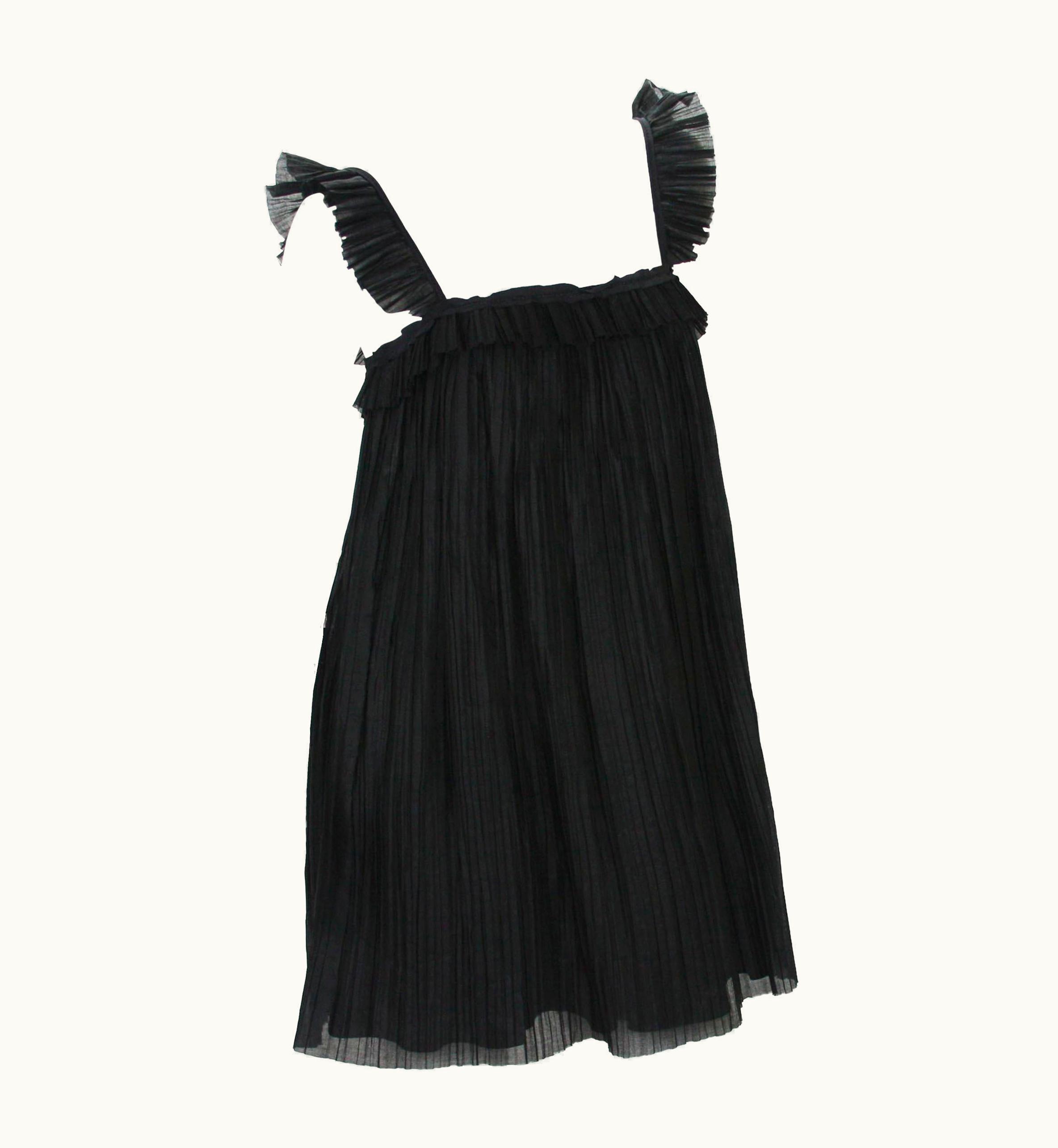 Fendi Fendi Baby Doll Black Plisse-Organza Mini Dress It