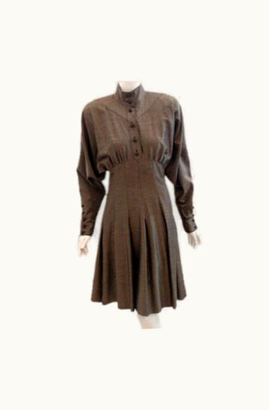 Fendi Fendi 365 Dark Green And Gold Day Dress, Circa 1980