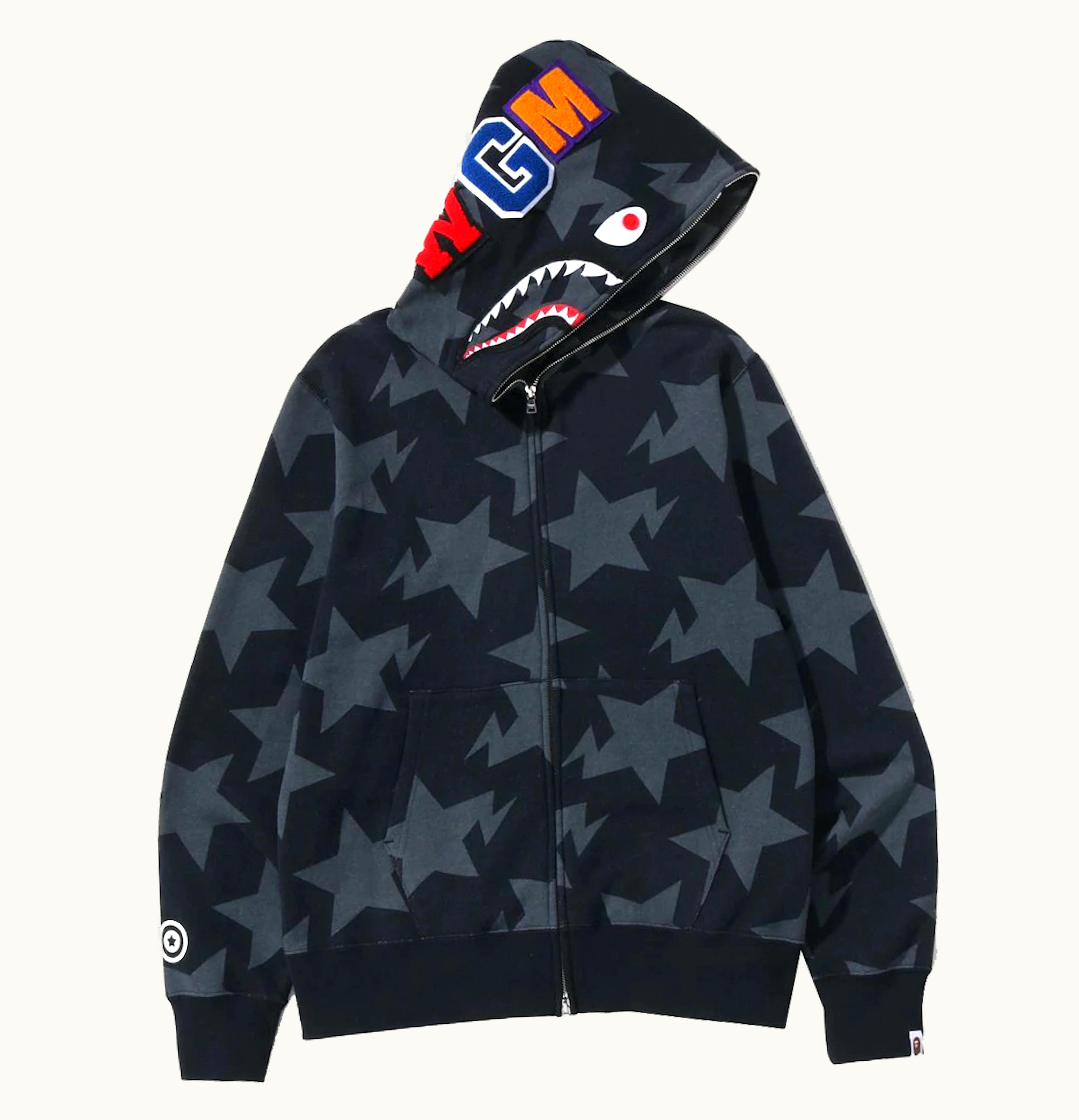 BAPE BAPE Sta Pattern Shark Full Zip Hoodie Black