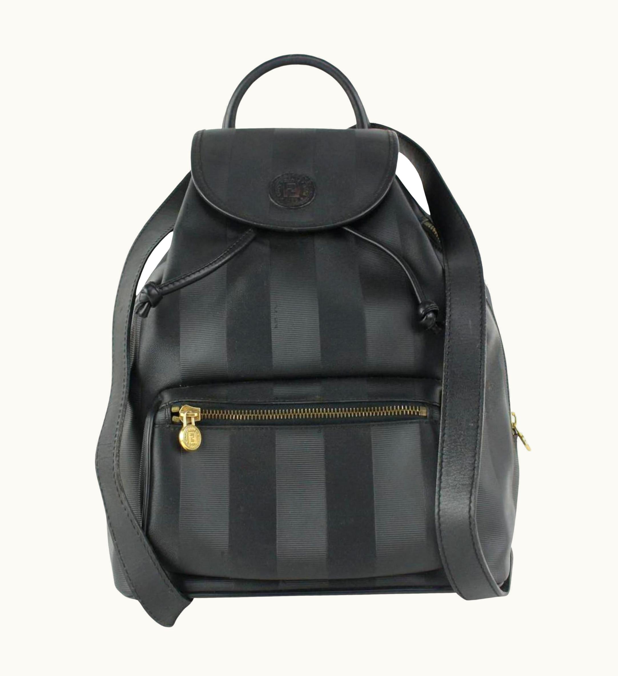 Fendi Fendi Black Pequin Stripe Mini Backpack 101ff23